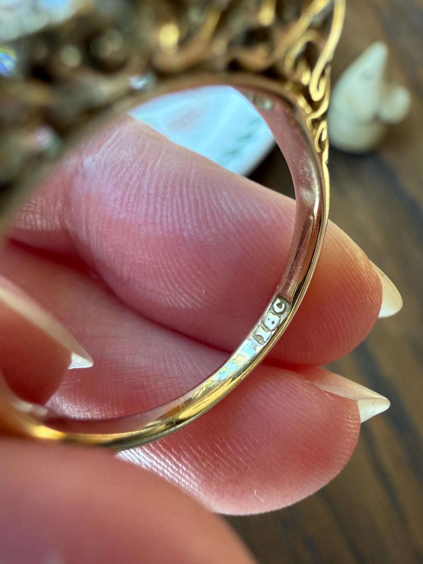 Victorian 2.25 Carats Antique Old Mine Cut Diamond Five Stone Ring 18k Gold Chunky Scrolled Ornate Band