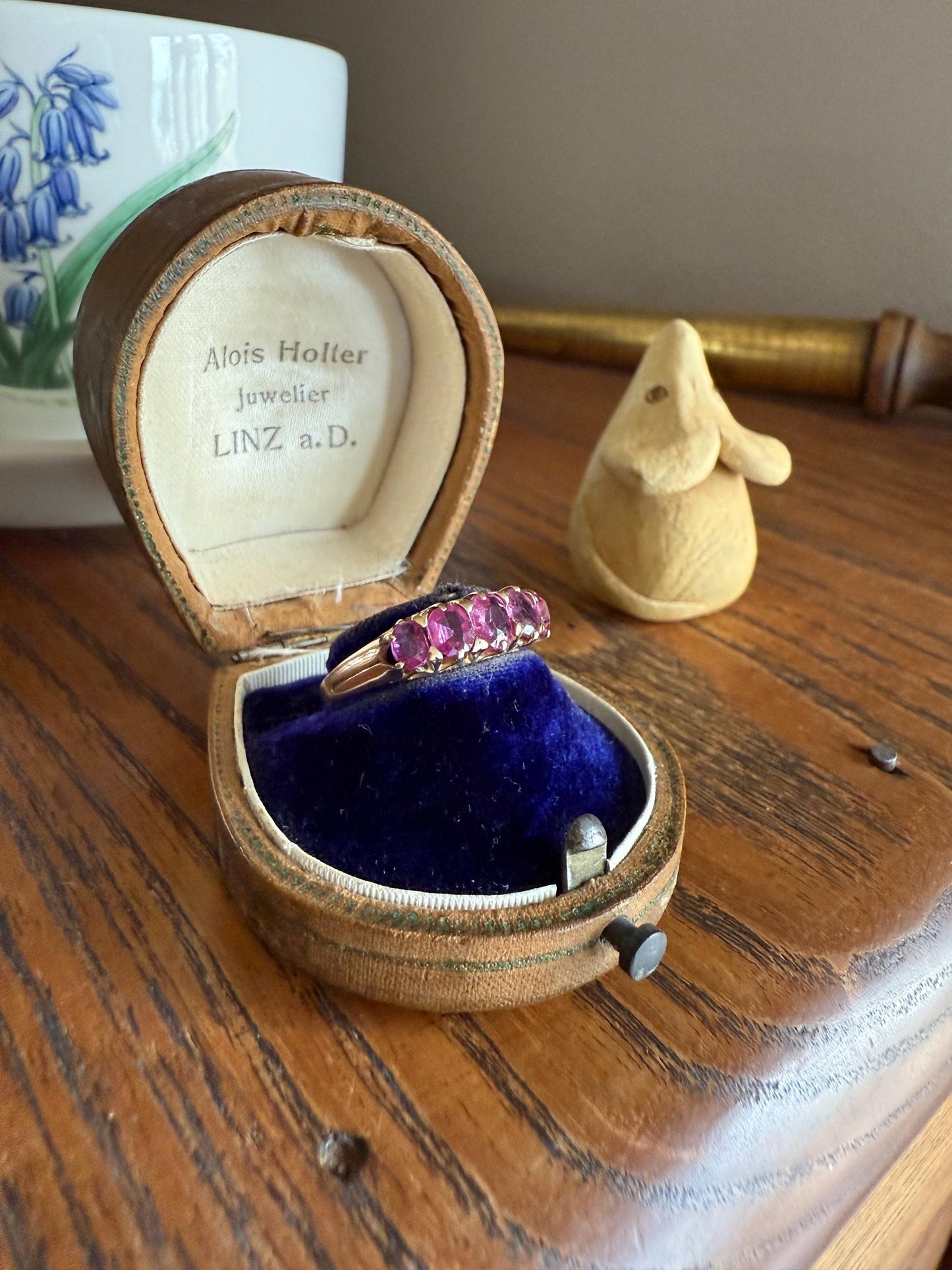 Antique Ruby Pink Sapphire Victorian Antique Five Stone Stacker Band 10k Gold Ring