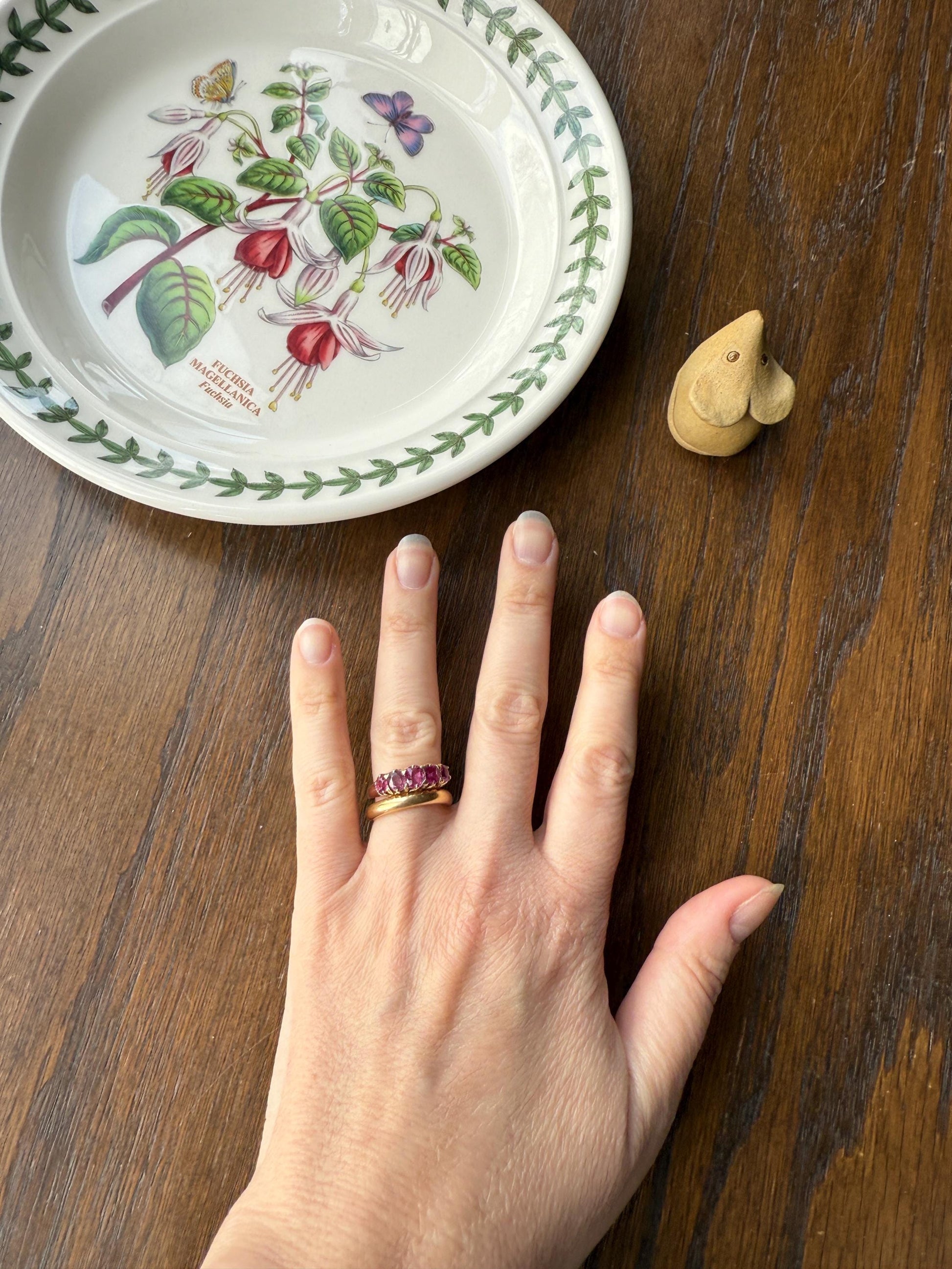 Antique Ruby Pink Sapphire Victorian Antique Five Stone Stacker Band 10k Gold Ring
