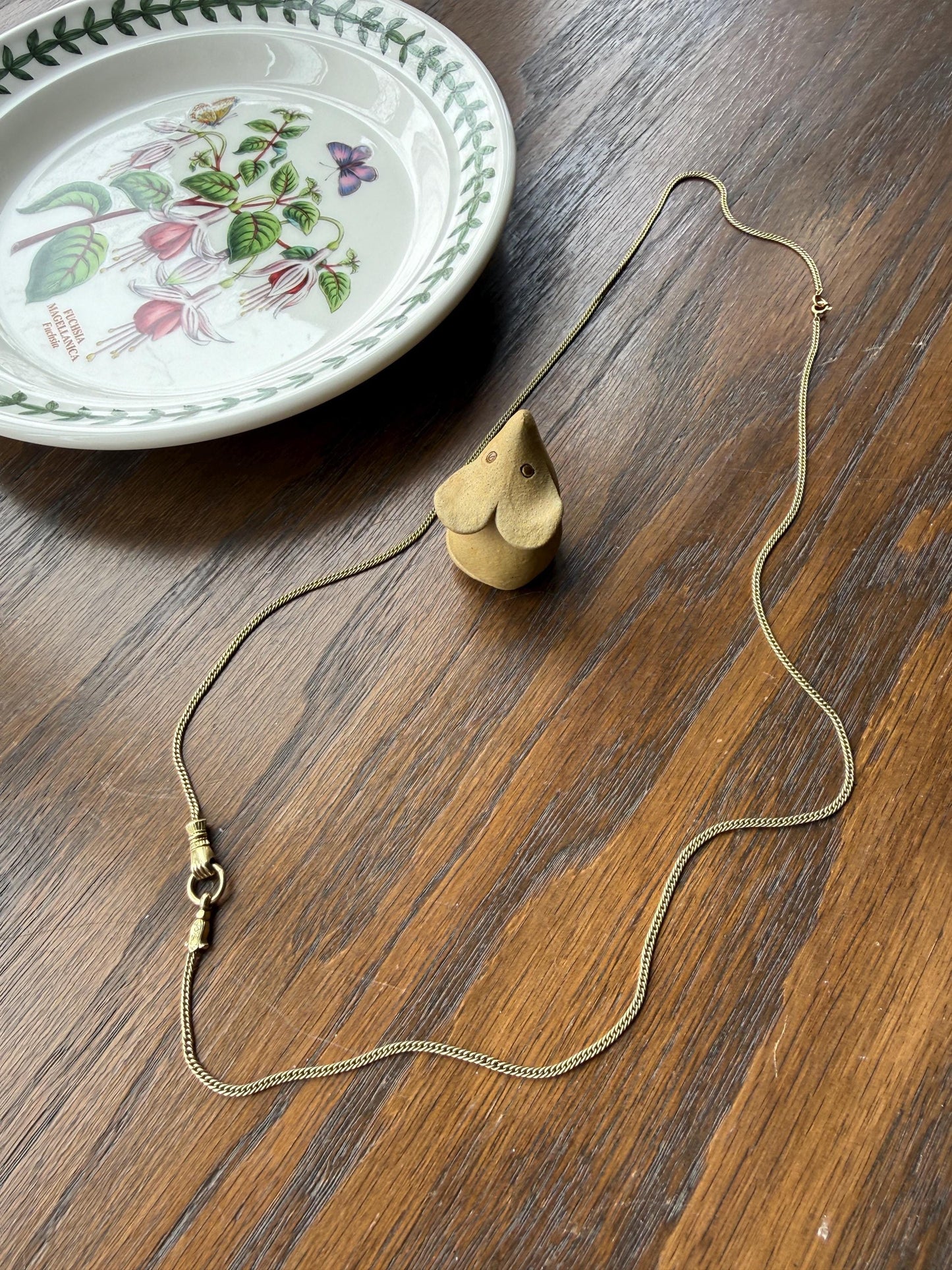 FIST Antique VICTORIAN Necklace Pendant Holder 11.2g 14k Pale Gold Solid Figural Curb Chain Hand