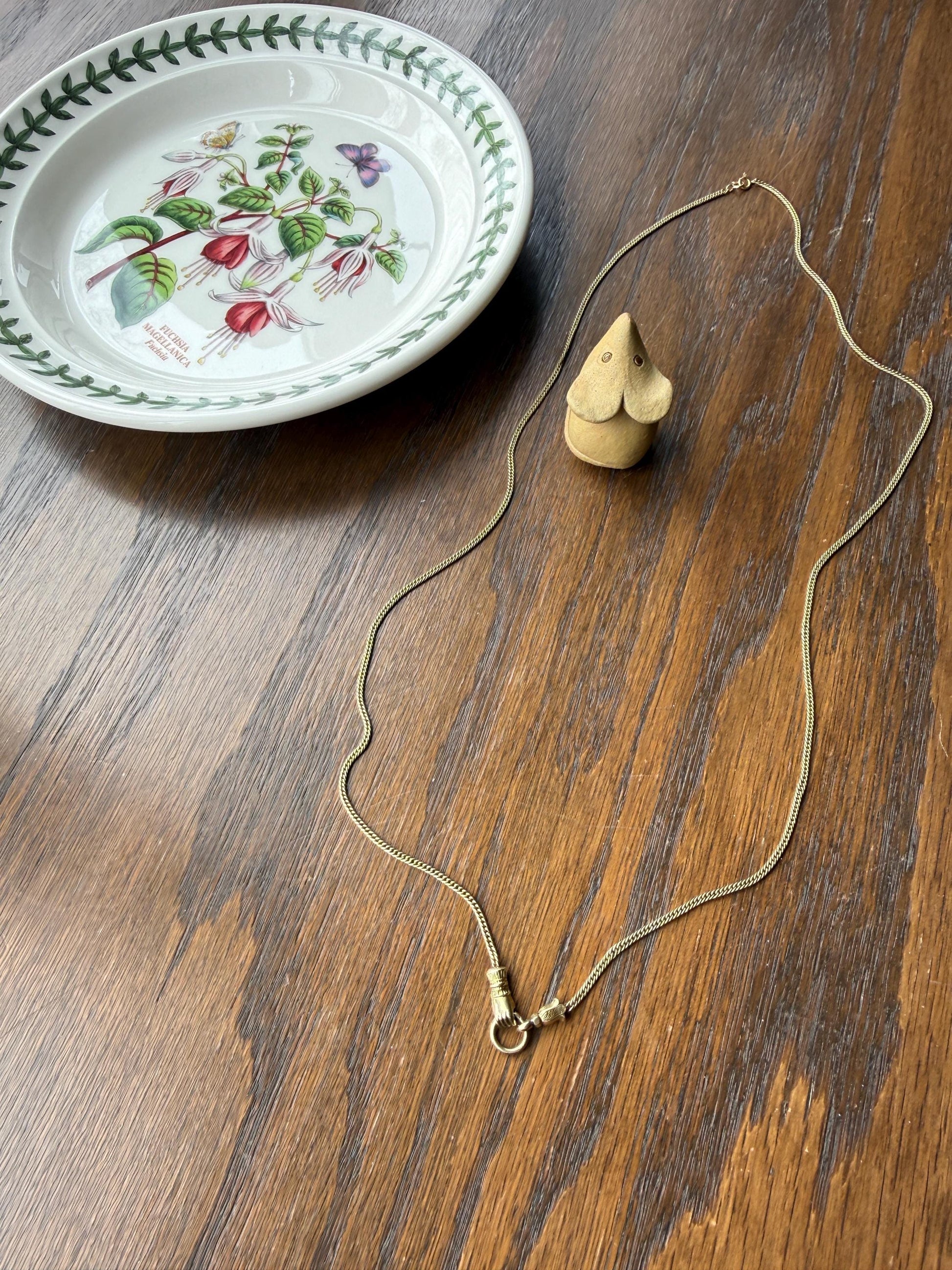 FIST Antique VICTORIAN Necklace Pendant Holder 11.2g 14k Pale Gold Solid Figural Curb Chain Hand