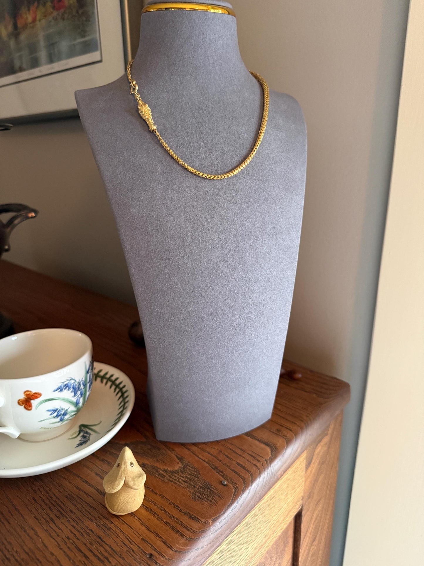 Antique SNAKE Head and Coiled Tail Reticulated Scales Chain 20g 18k Gold Solid Victorian Figural Heavy Necklace