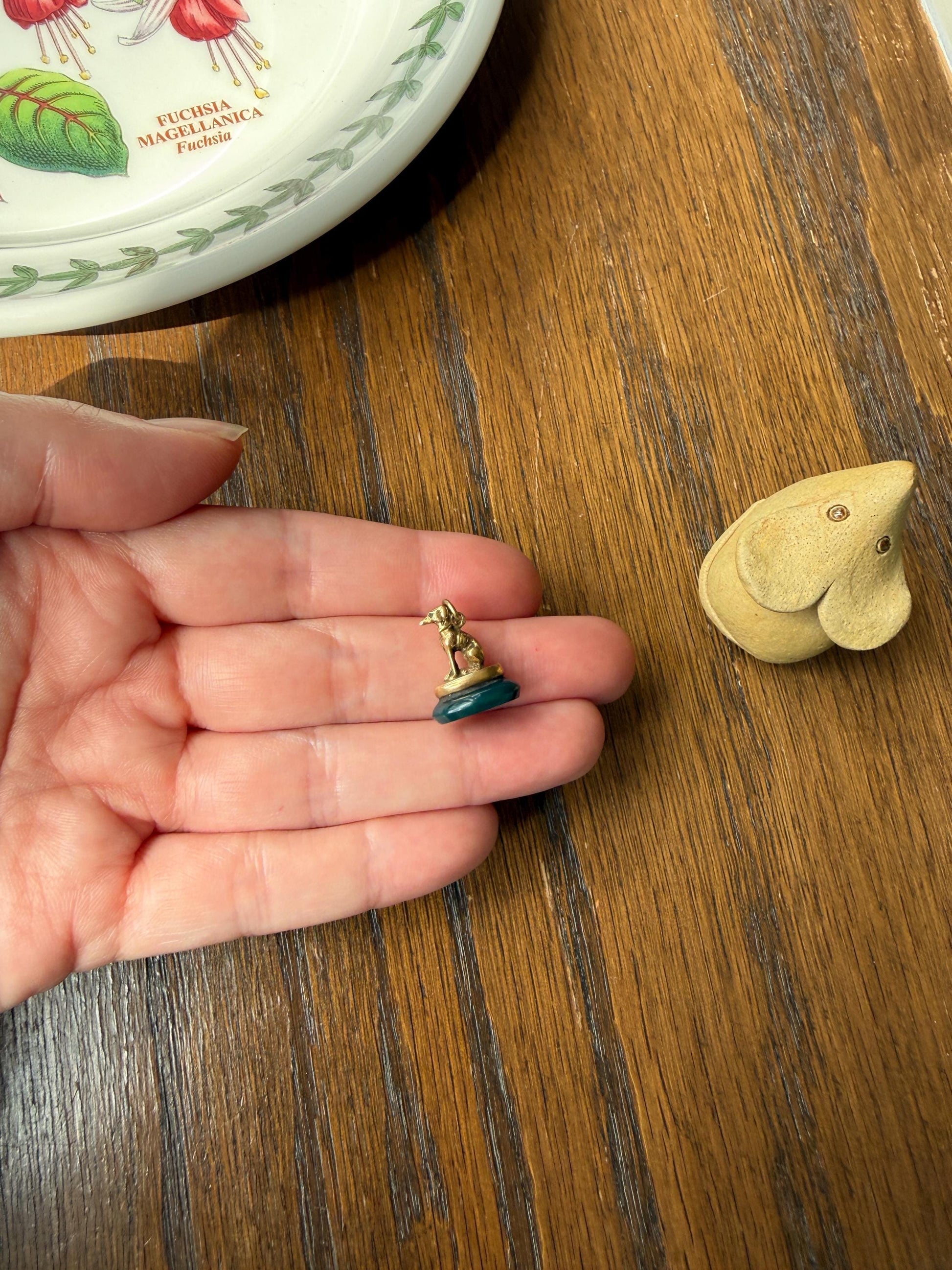 FRENCH ViCTORIAN Dog Watch Fob Pendant 18k Gold Green Bloodstone Intaglio Wax Seal Figural Antique Greyhound Loyalty