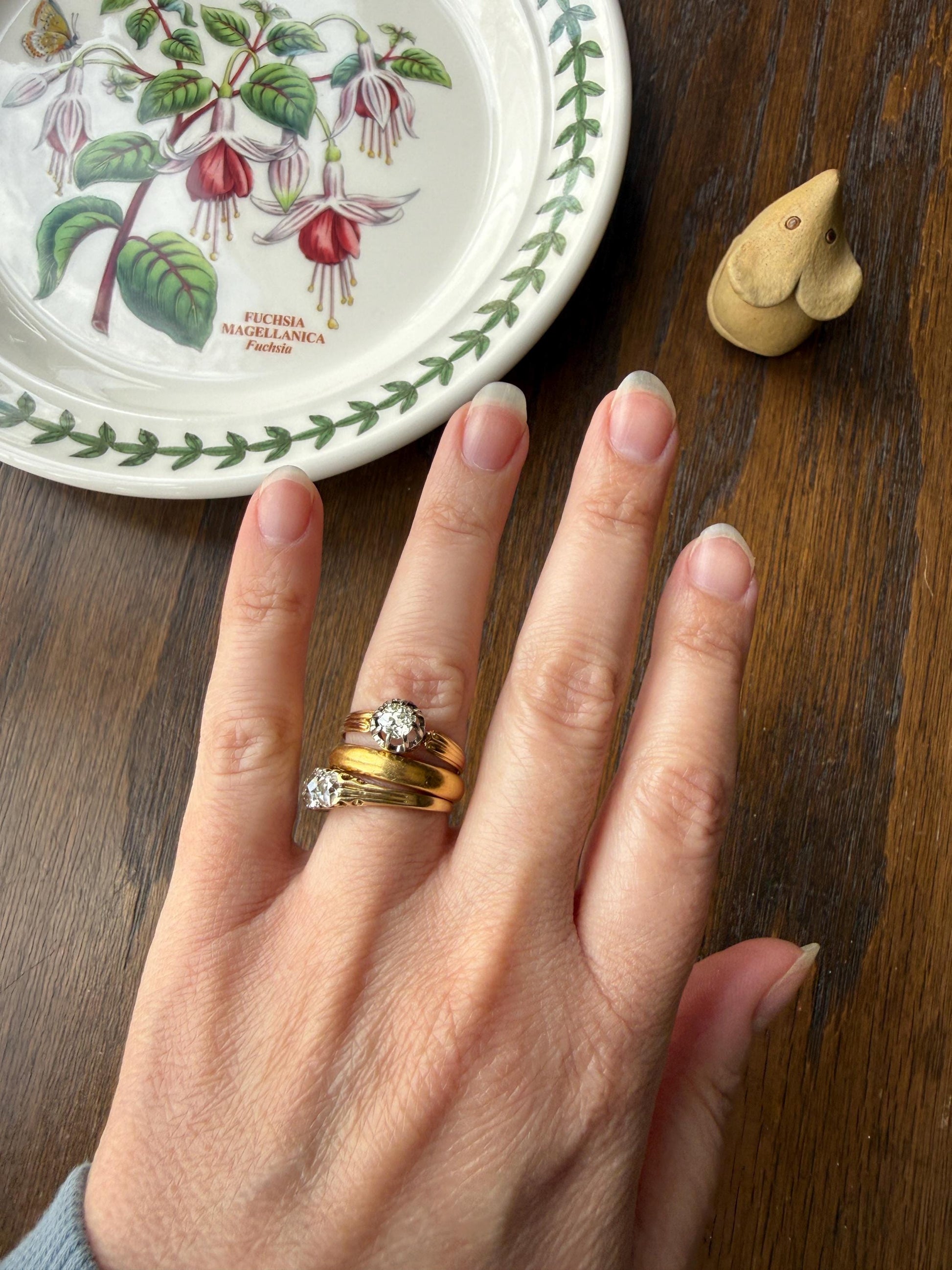 ANTIQUE .4 Carat Old MiNE Cut DIAMOND Ring 18k Gold Solitaire Engagement Minimalist Stacker OMC Warm Victorian Classic Ornate Prongs