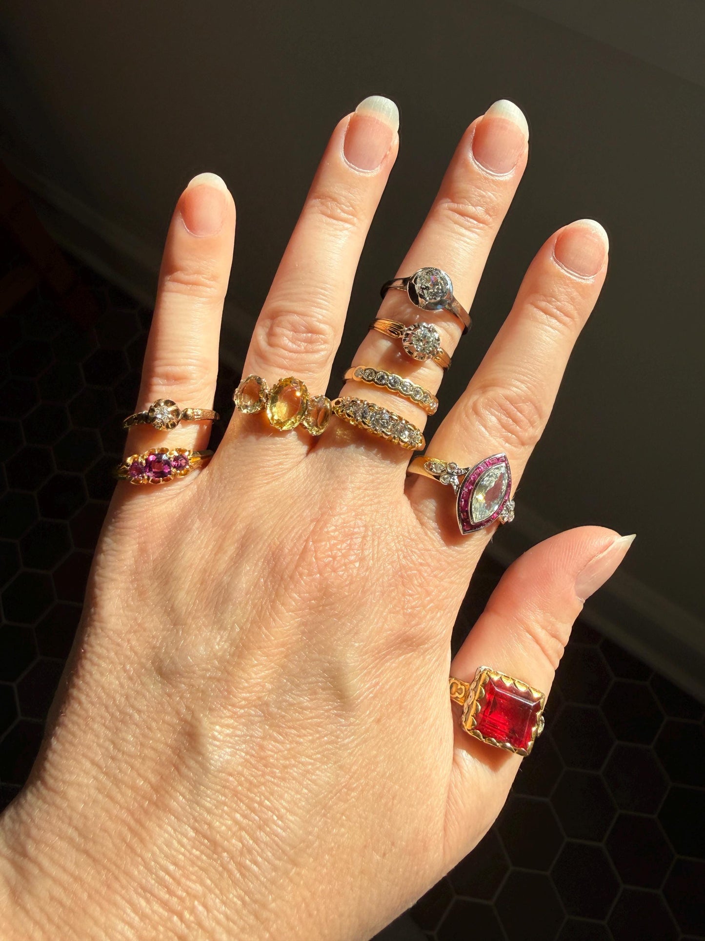ANTIQUE .4 Carat Old MiNE Cut DIAMOND Ring 18k Gold Solitaire Engagement Minimalist Stacker OMC Warm Victorian Classic Ornate Prongs