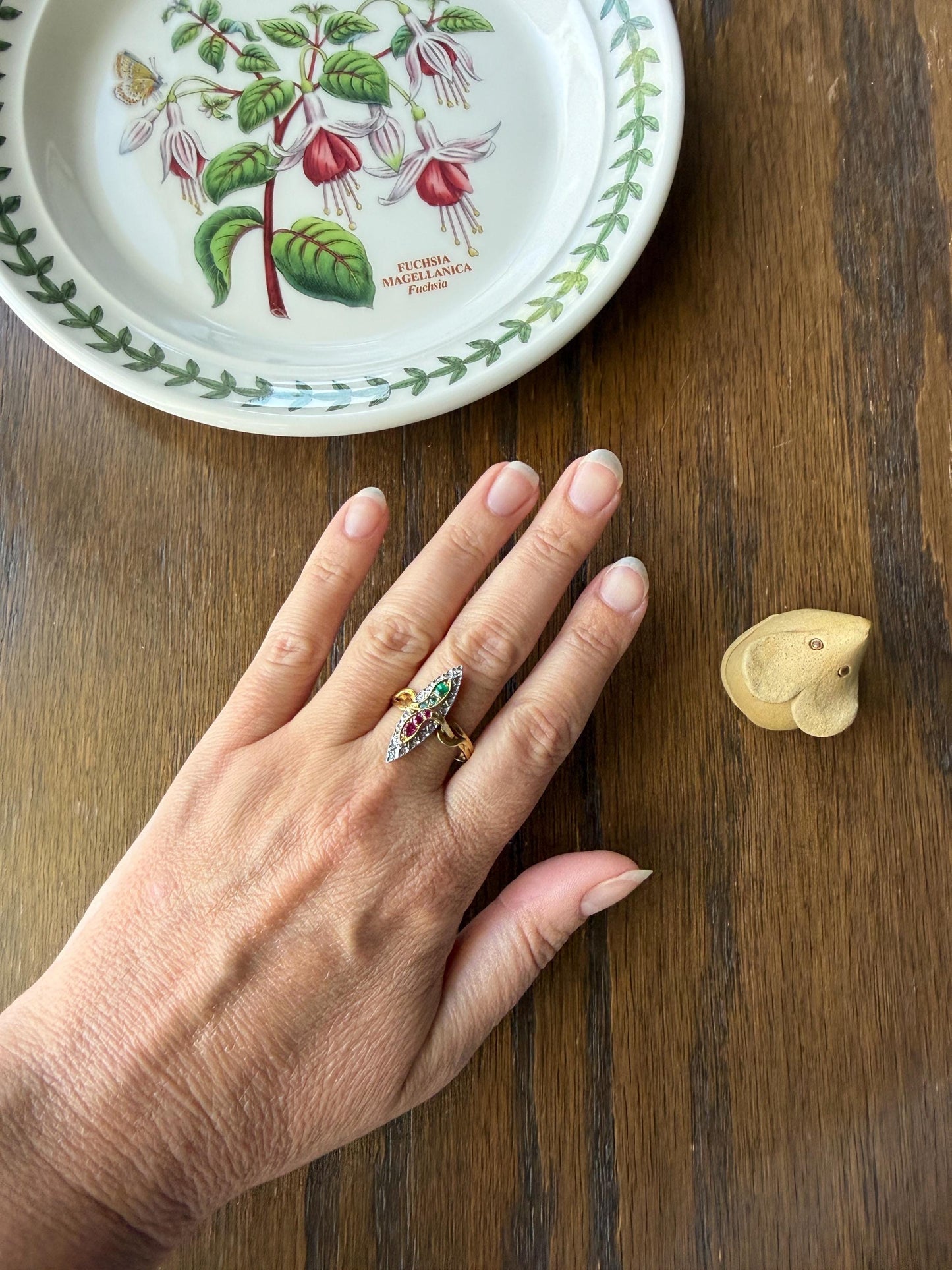 Double SNAKES Antique Ring Natural Ruby Emerald Rose Cut DIAMOND Halo Navette Ring 18k Gold Platinum Red Green Victorian Love Gift