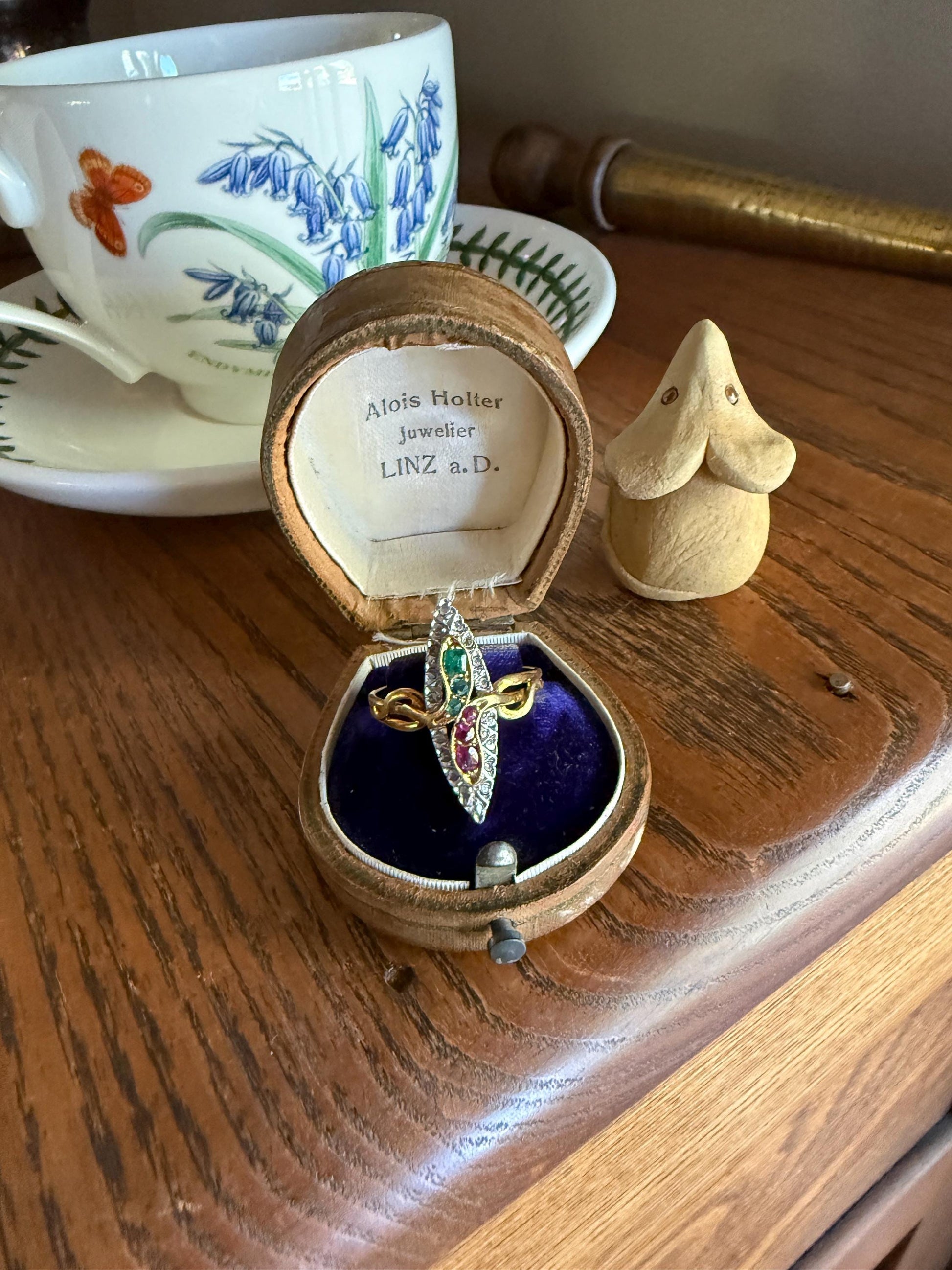 Double SNAKES Antique Ring Natural Ruby Emerald Rose Cut DIAMOND Halo Navette Ring 18k Gold Platinum Red Green Victorian Love Gift