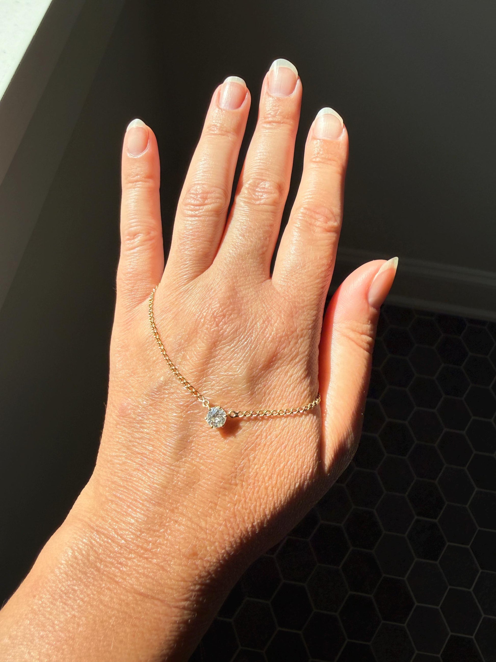 Antique Diamond Chain 18k Gold Eye Clean .65 Carat Old Mine Cut Diamond Dangle NECKLACE Fixed Pendant on Chain French OmC Minimalist