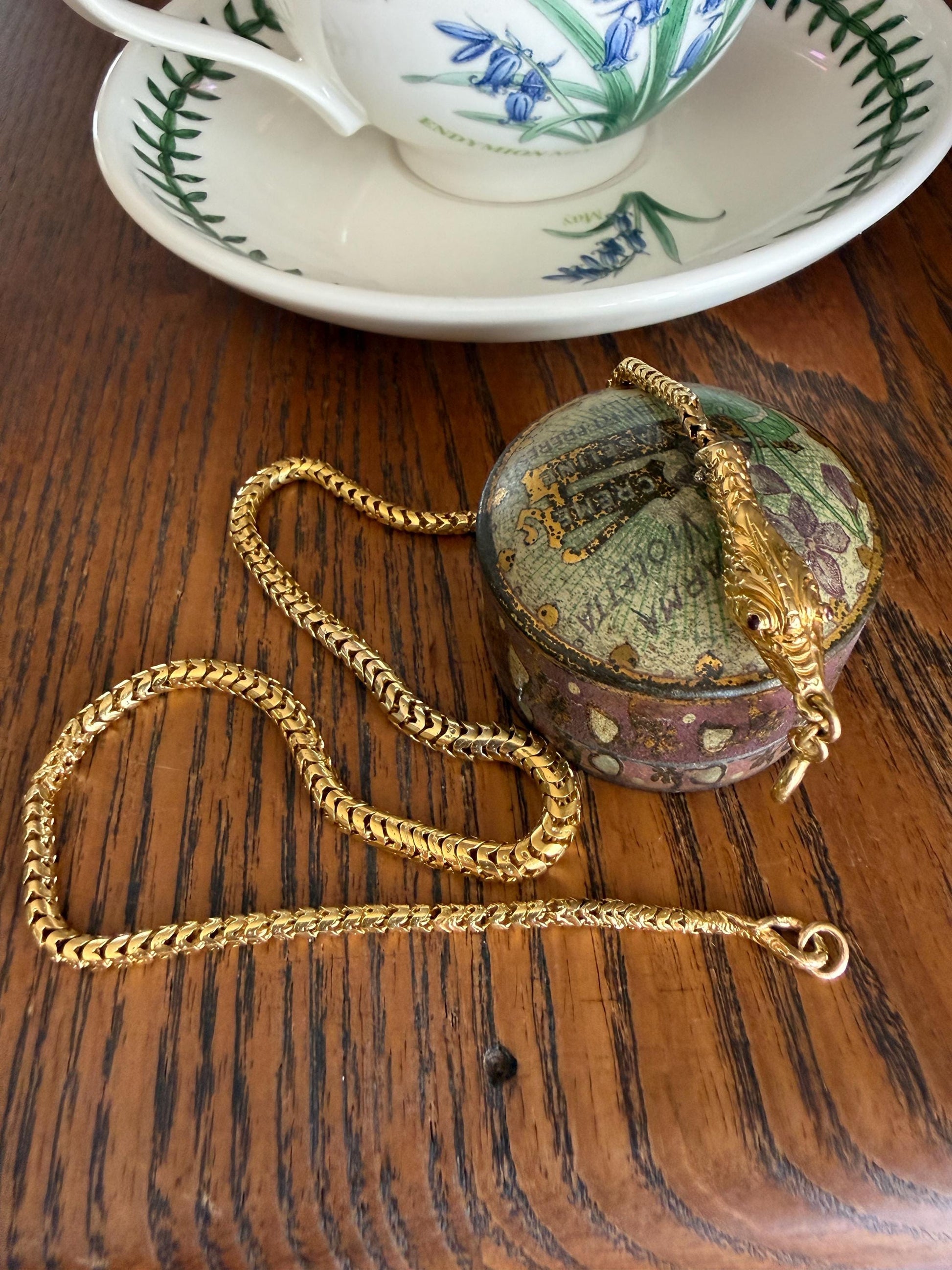 Antique SNAKE Head and Coiled Tail Reticulated Scales Chain 20g 18k Gold Solid Victorian Figural Heavy Necklace