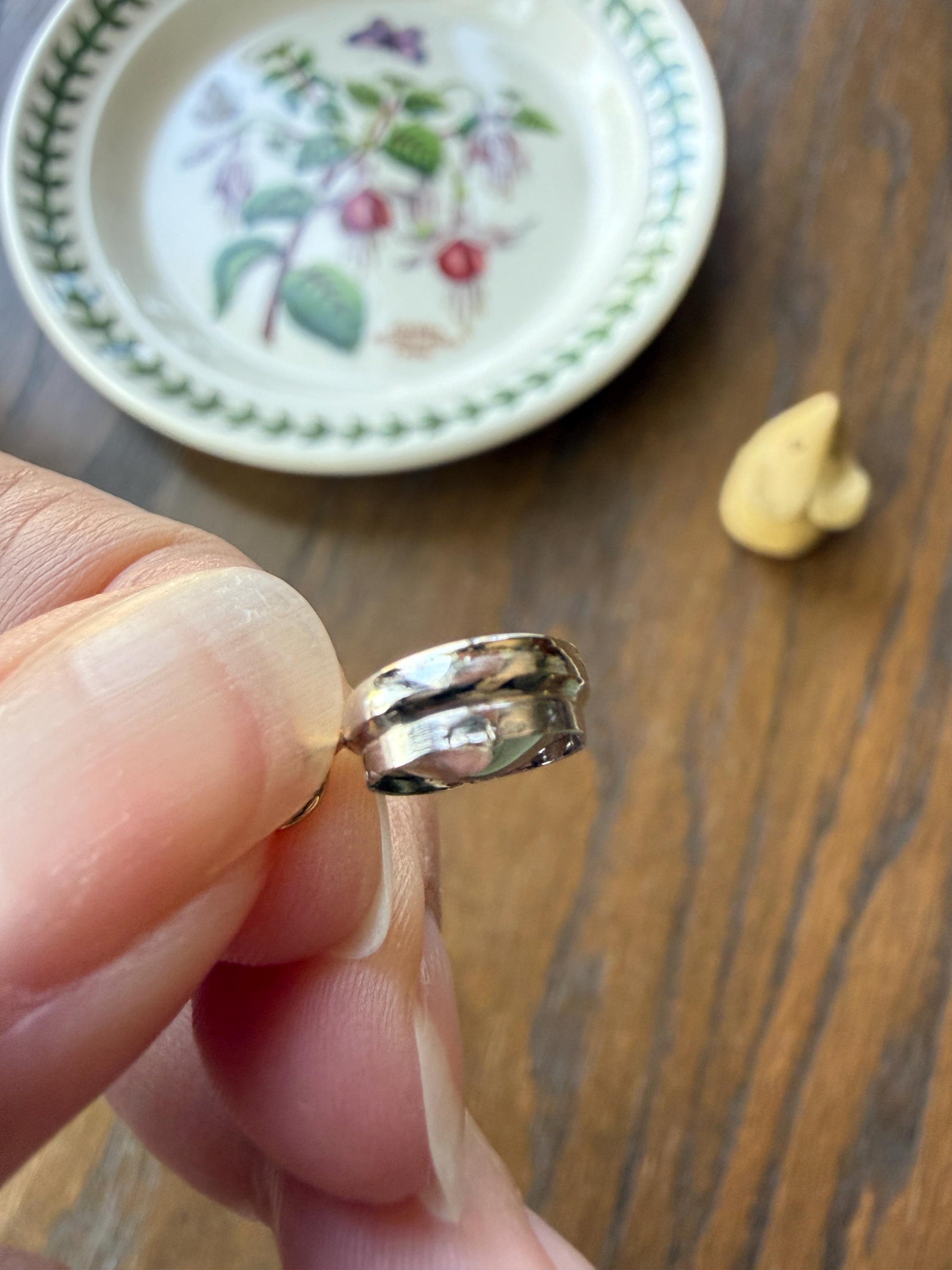 Antique Natural 9x8mm Rose Cut DIAMOND Faces up at 2 Carats Domed Back Pendant Platinum Bezel Set Rare Dangle Drop Bracelet Necklace Charm