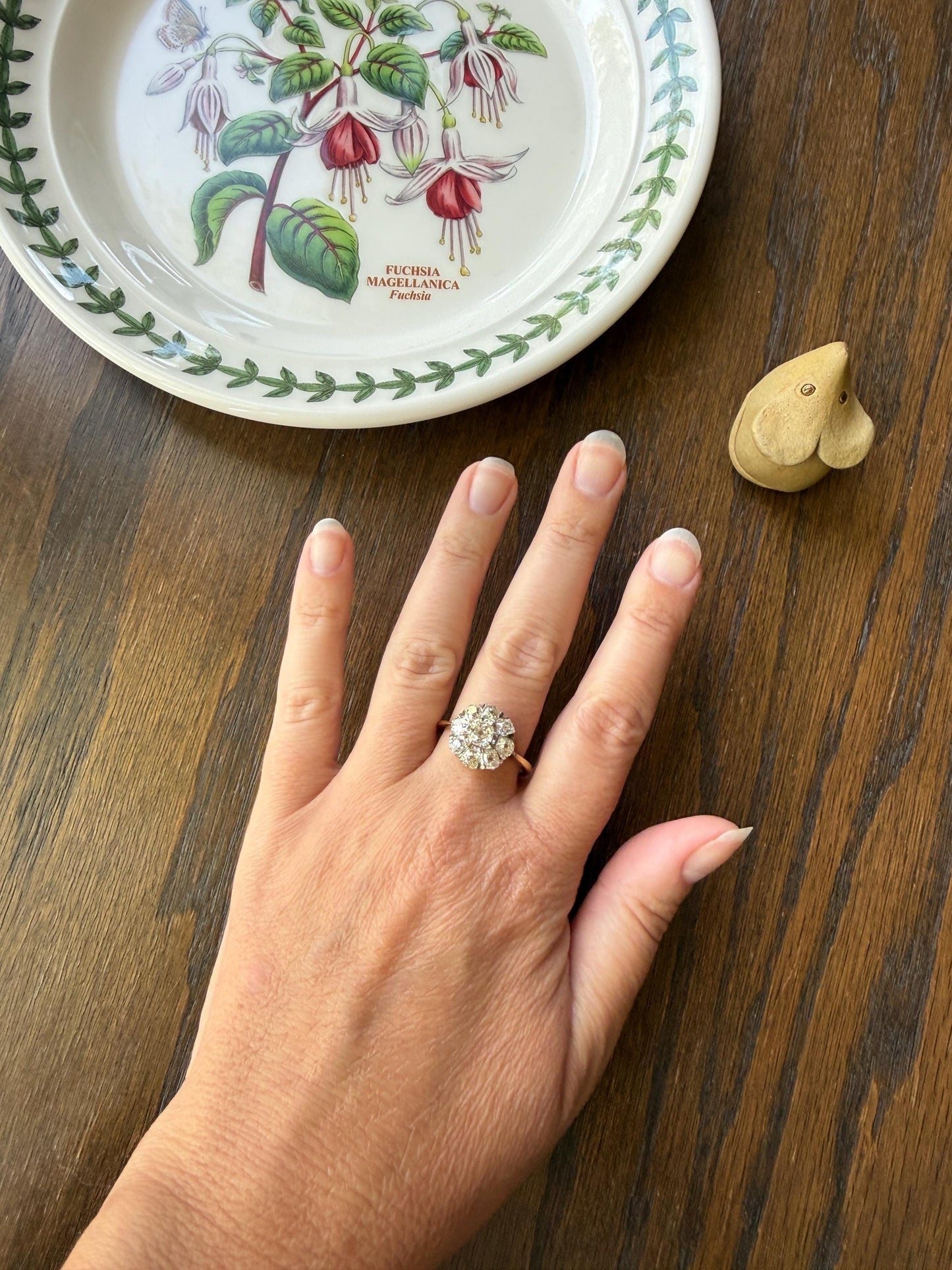 Special ANTIQUE 2.6 Carat 9 Old Mine Cut DIAMOND Daisy Cluster Ring 18k Gold & PLATINUM Belle Epoque Gift OmC Victorian Oval 2.6Ctw OmC