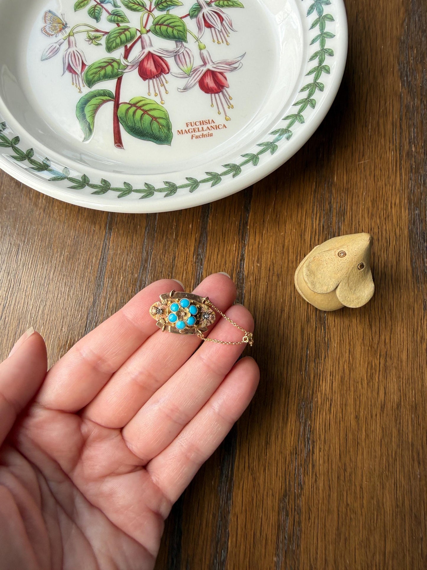 FORGET Me NOT Turquoise Antique 18k Tricolor GOLD Diamond Floral Clasp Pendant Salvaged Jewelry Finding Extender Connector Necklace Bracelet