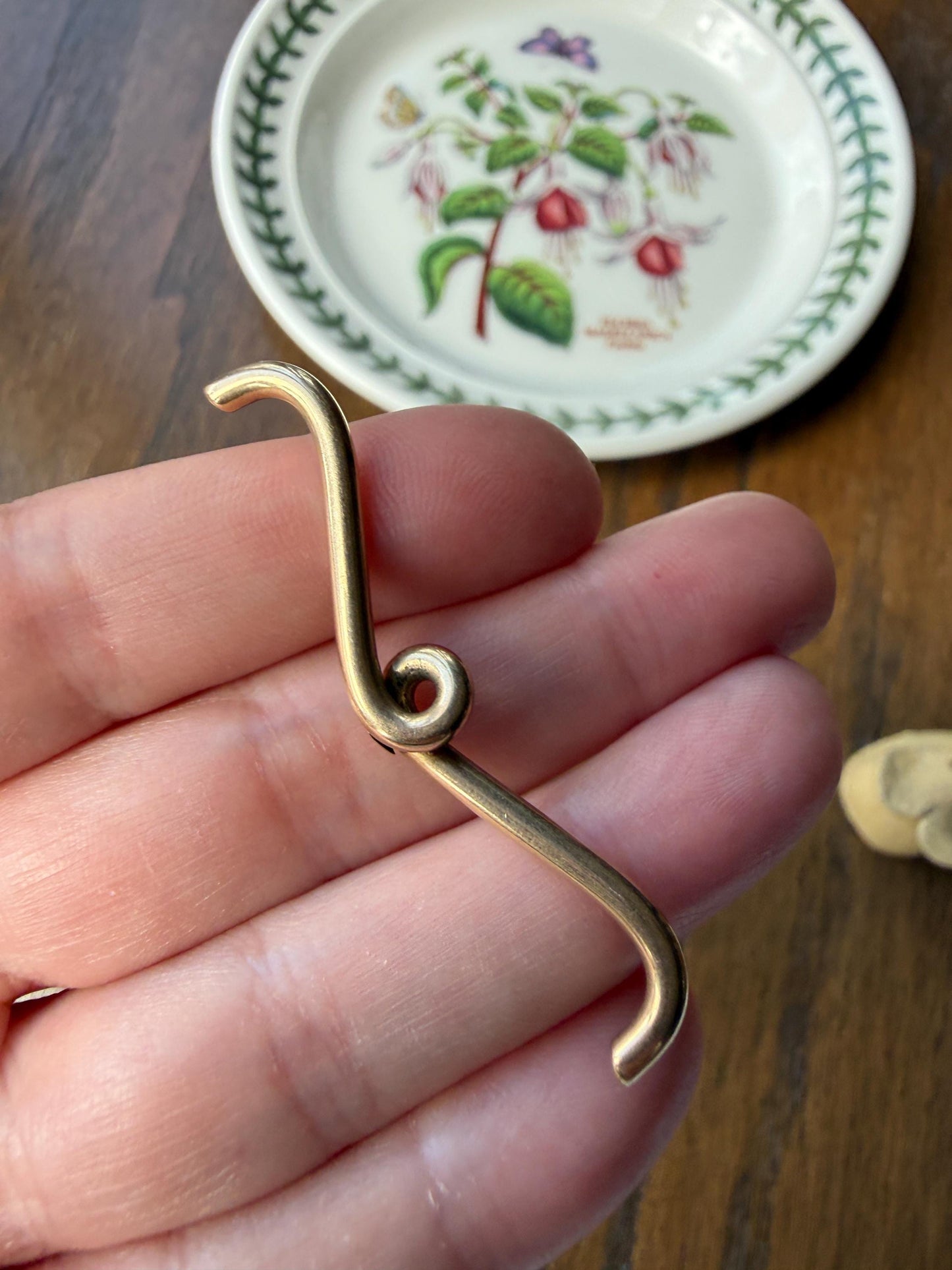 Original Antique SWIRL Curled T Bar Toggle Chunky PENDANT 4.6g 14k Gold Solid Salvaged Parts Findings Albert Watch Chain Neckmess Neckstack