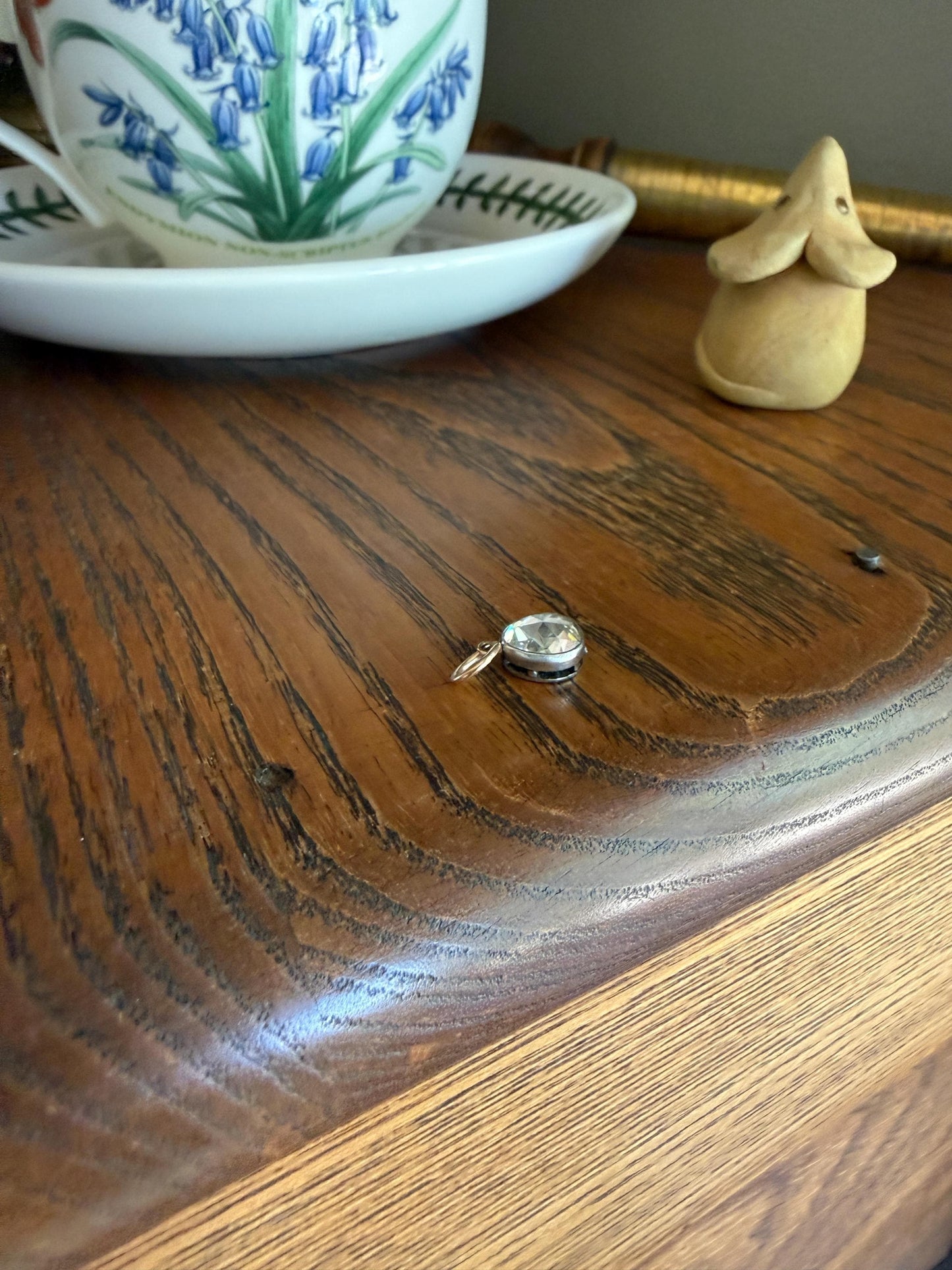 Antique Natural Chubby PEAR Rose Cut DIAMOND Faces up at 1.3 Carat Pendant Platinum Bezel Set Rare Dangle Drop Bracelet Necklace Charm
