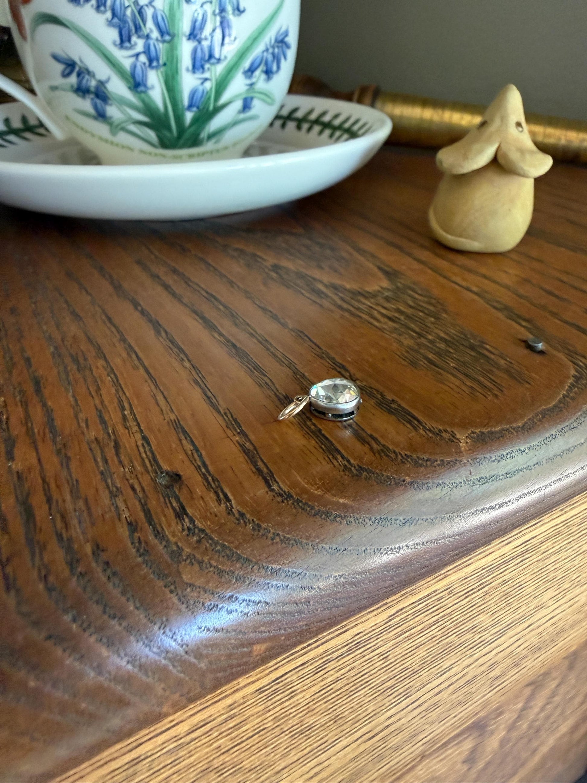 Antique Natural Chubby PEAR Rose Cut DIAMOND Faces up at 1.3 Carat Pendant Platinum Bezel Set Rare Dangle Drop Bracelet Necklace Charm