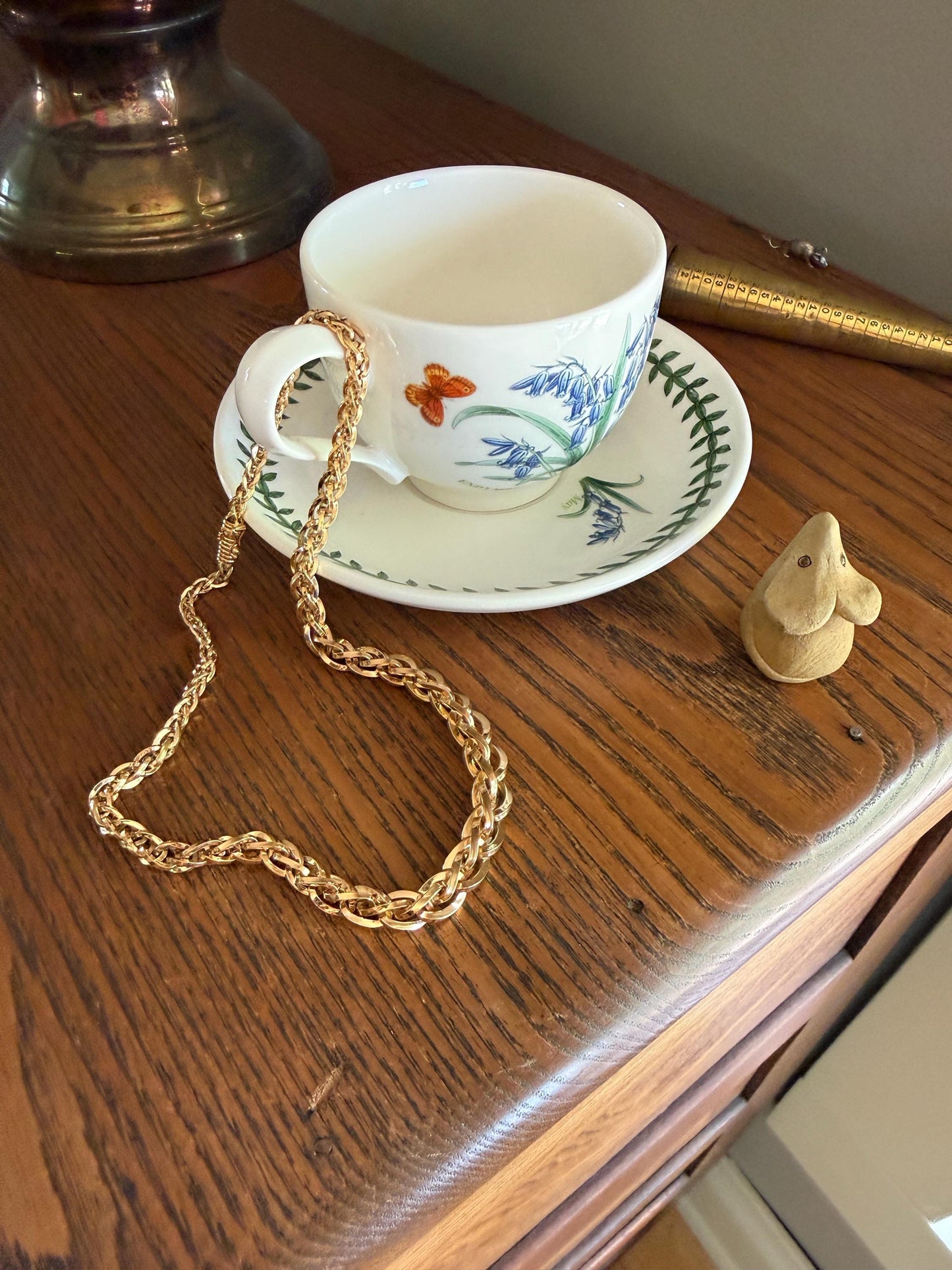 Extra Chunky Older Vintage To Antique Braided 27g 18k Gold Chain French Necklace Graduated Foxtail Box Links 3D Heavy Shimmer