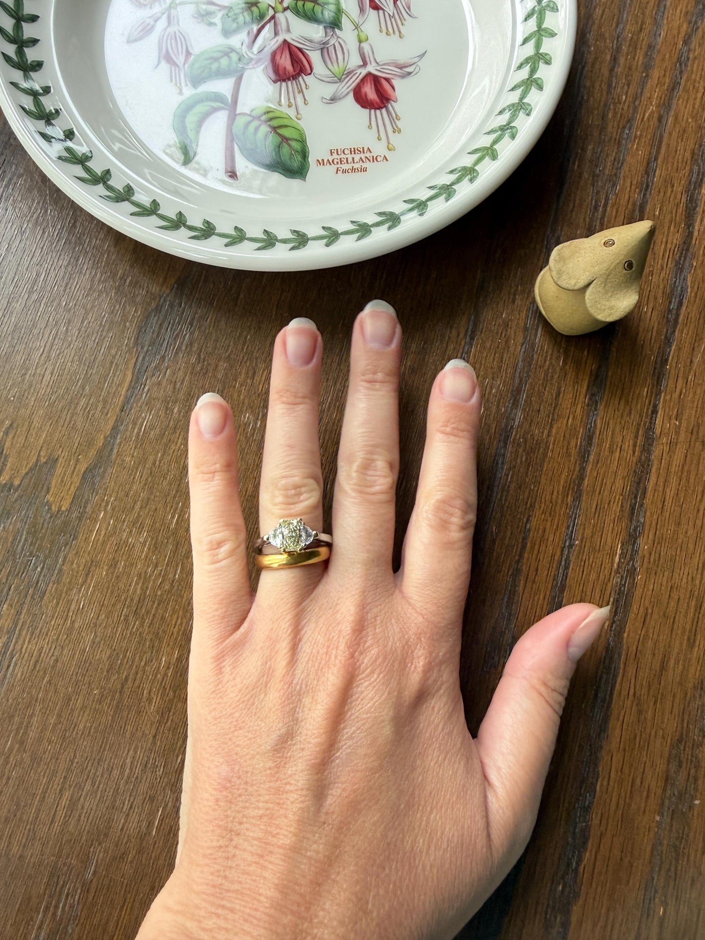 Pale Yellow Eye Clean 1.6Ctw Natural Radiant Cut DIAMOND Ring Solitaire Step Cut Half Moon Accents Three Stone 14k 18k Gold Engagement Ring