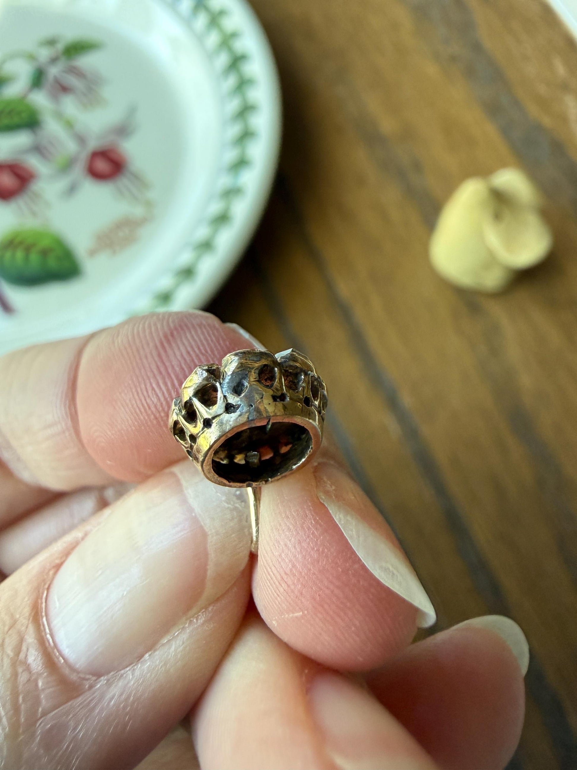 Daisy Cluster Pendant Old Mine Rose Cut DIAMOND Antique Victorian 18k Gold Pendant Faces Up 1.15 Carat Necklace Bracelet Charm Floral