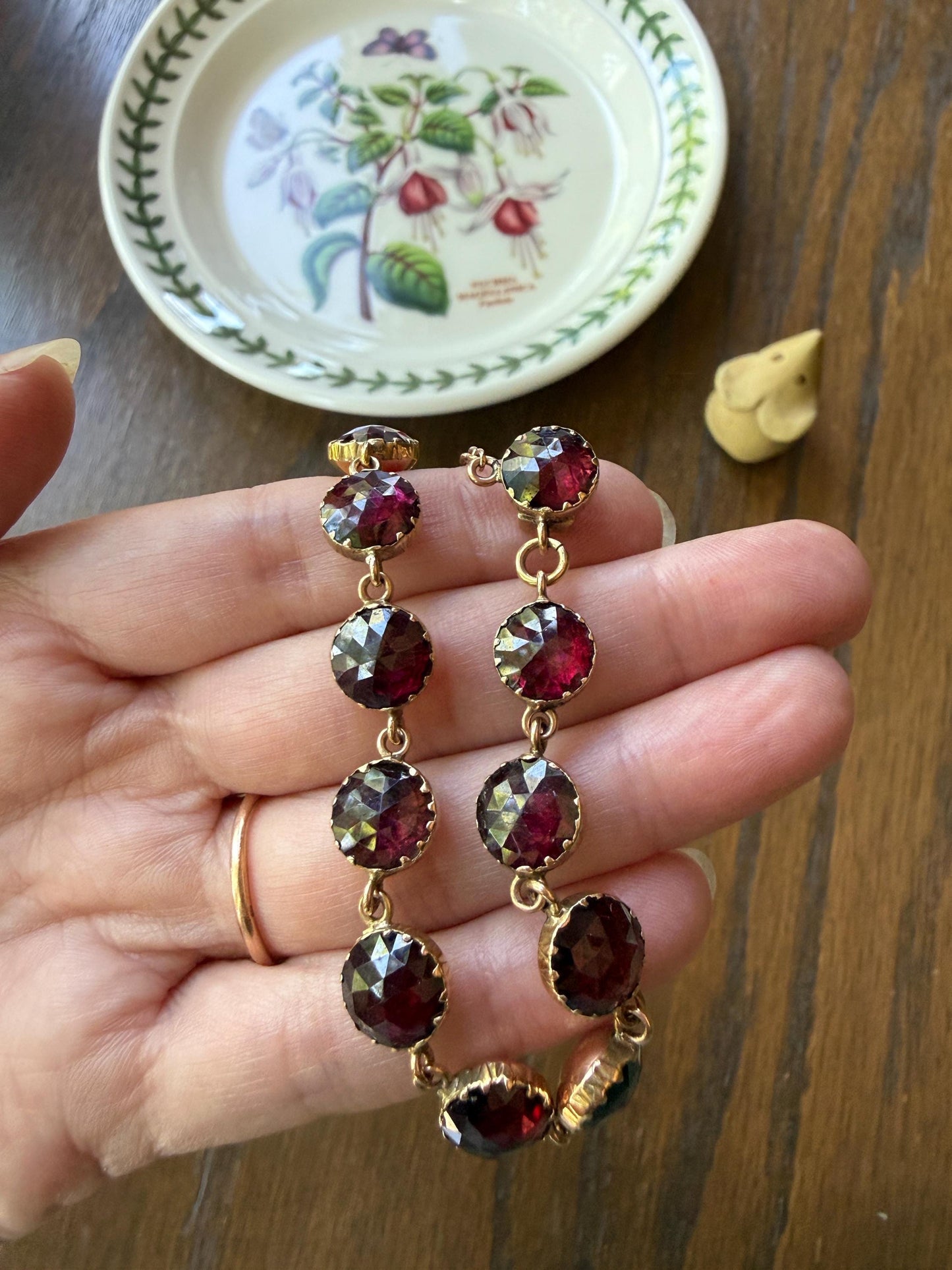 Antique French Perpignan GARNET Rose Cut Riviere Eternity Tennis Bracelet 18k Gold Victorian Bezel Set Almandine Glowing Raspberry