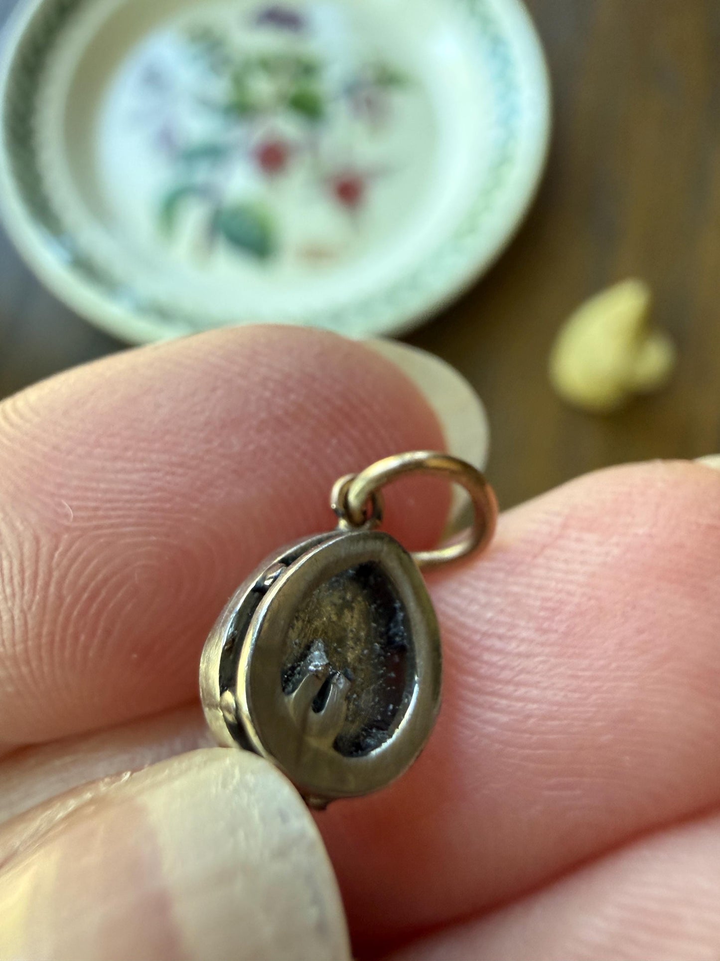 Antique Natural Chubby PEAR Rose Cut DIAMOND Faces up at 1.3 Carat Pendant Platinum Bezel Set Rare Dangle Drop Bracelet Necklace Charm