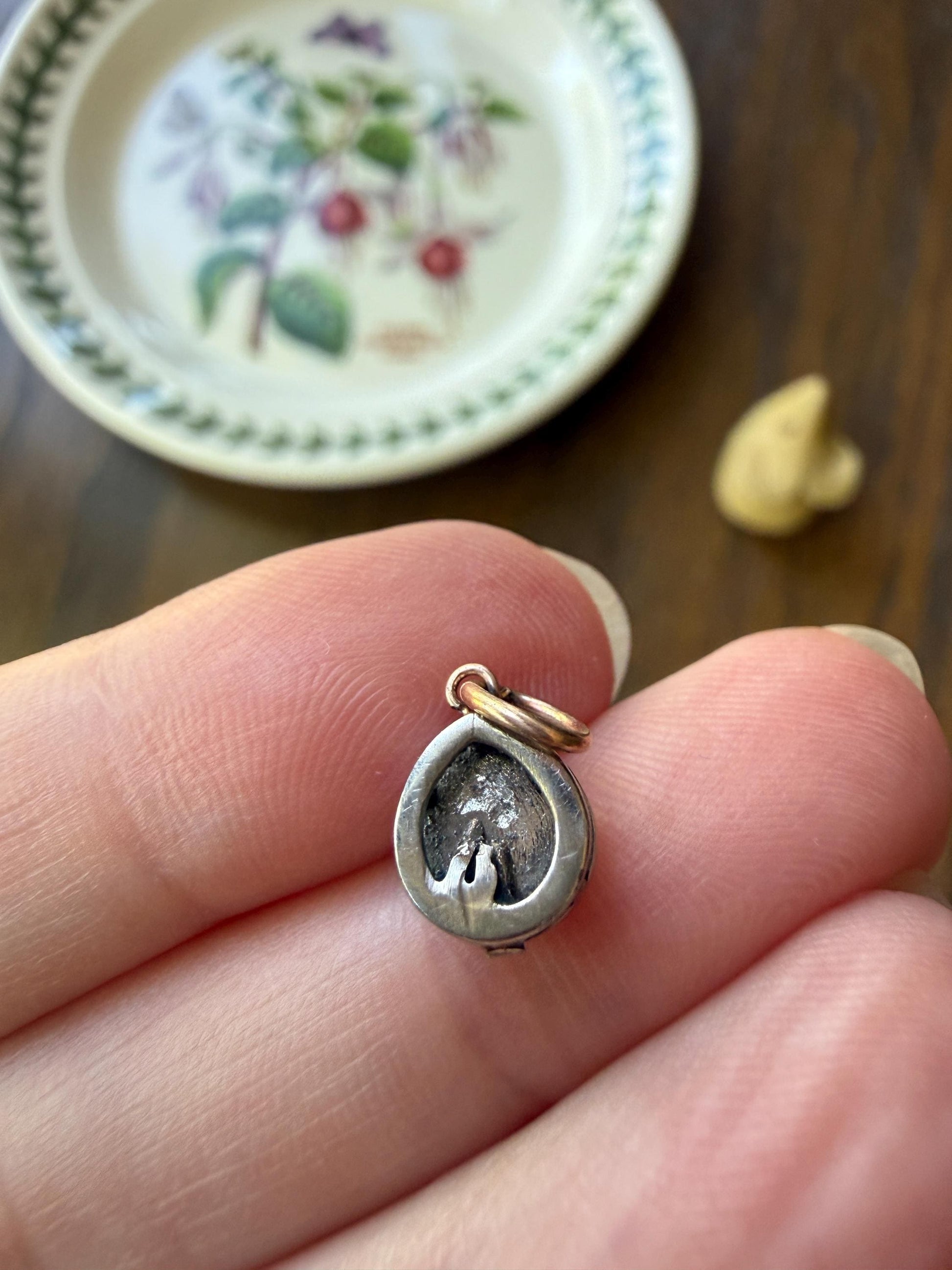 Antique Natural Chubby PEAR Rose Cut DIAMOND Faces up at 1.3 Carat Pendant Platinum Bezel Set Rare Dangle Drop Bracelet Necklace Charm