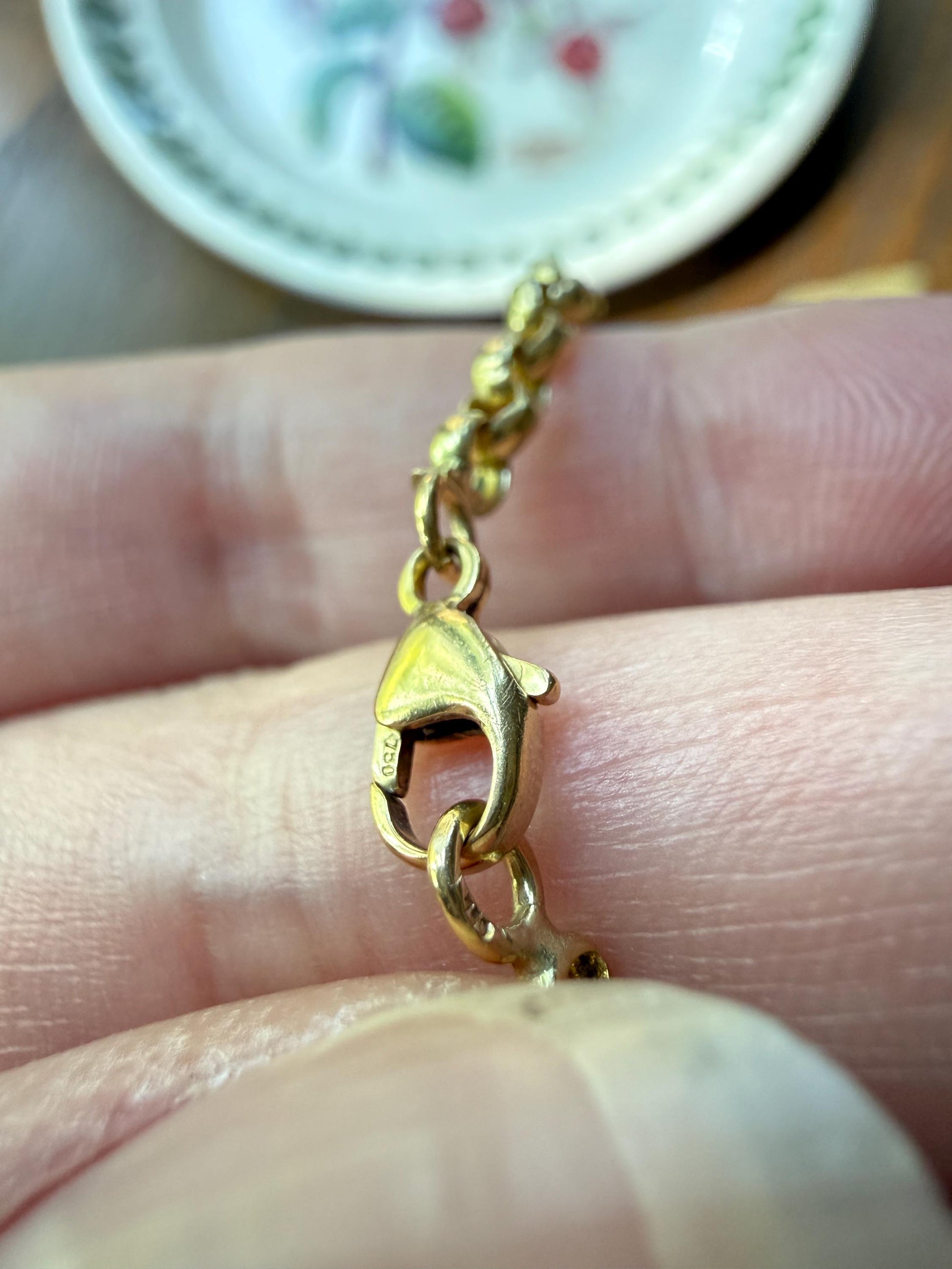 Dainty French Vintage to Antique 18k GOLD Solid Rolo Belcher Round Link Chain 7.5" Bracelet Minimalist Staple Wriststack