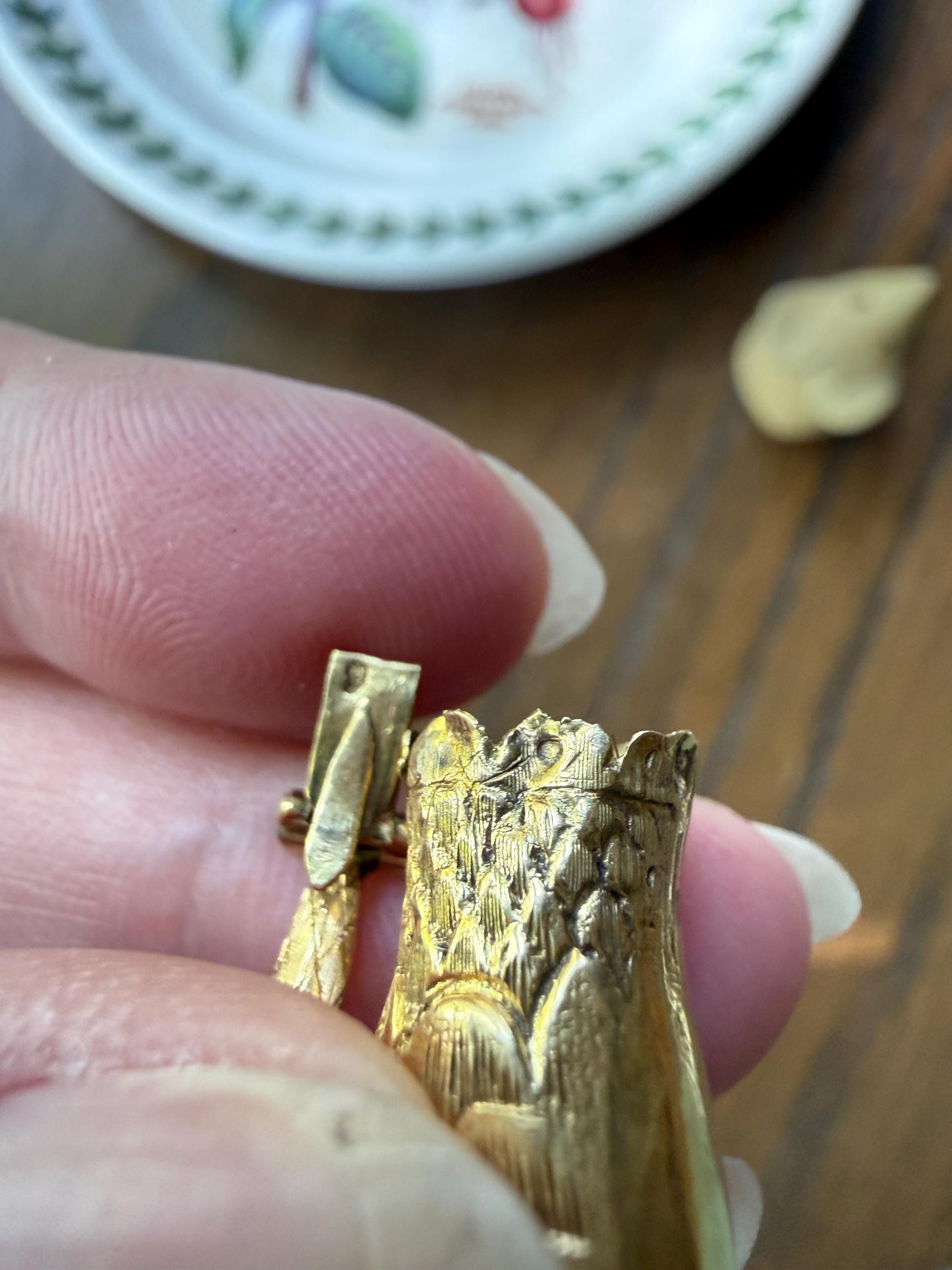 CLASP Smiling Ouroboros SNAKE Large Victorian Antique Figural TEETH! 18k Gold Solid French Salvaged Parts to Repurpose Connector