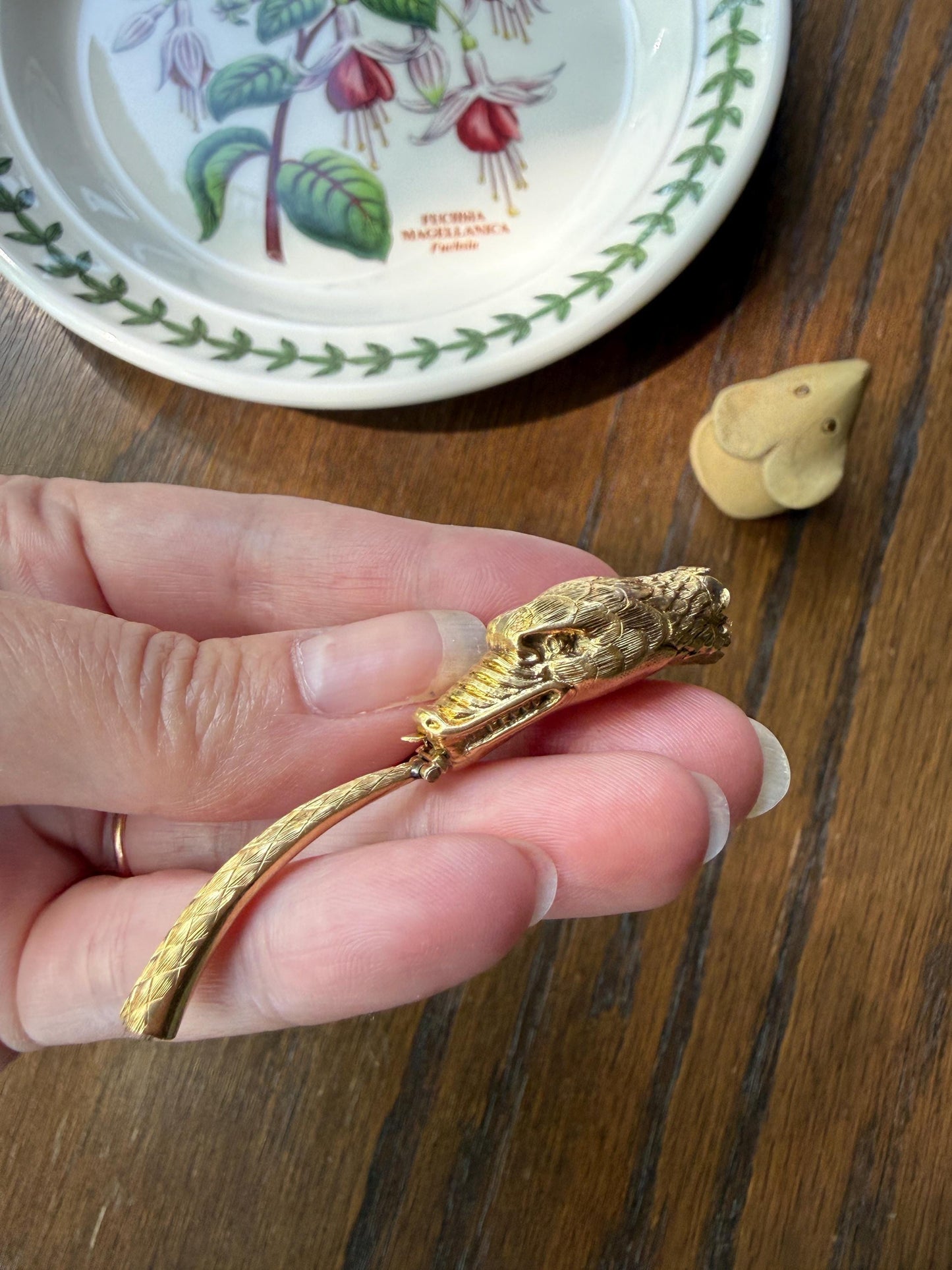 CLASP Smiling Ouroboros SNAKE Large Victorian Antique Figural TEETH! 18k Gold Solid French Salvaged Parts to Repurpose Connector