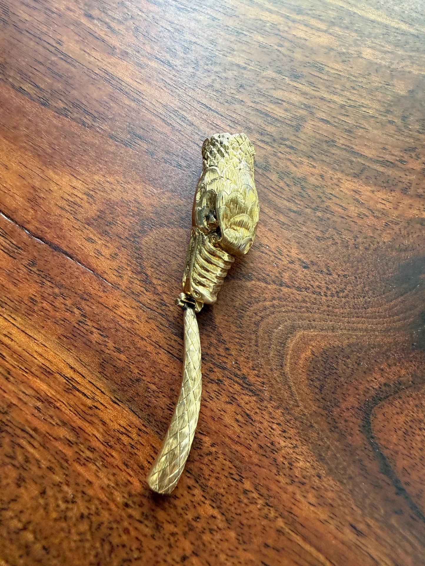 CLASP Smiling Ouroboros SNAKE Large Victorian Antique Figural TEETH! 18k Gold Solid French Salvaged Parts to Repurpose Connector