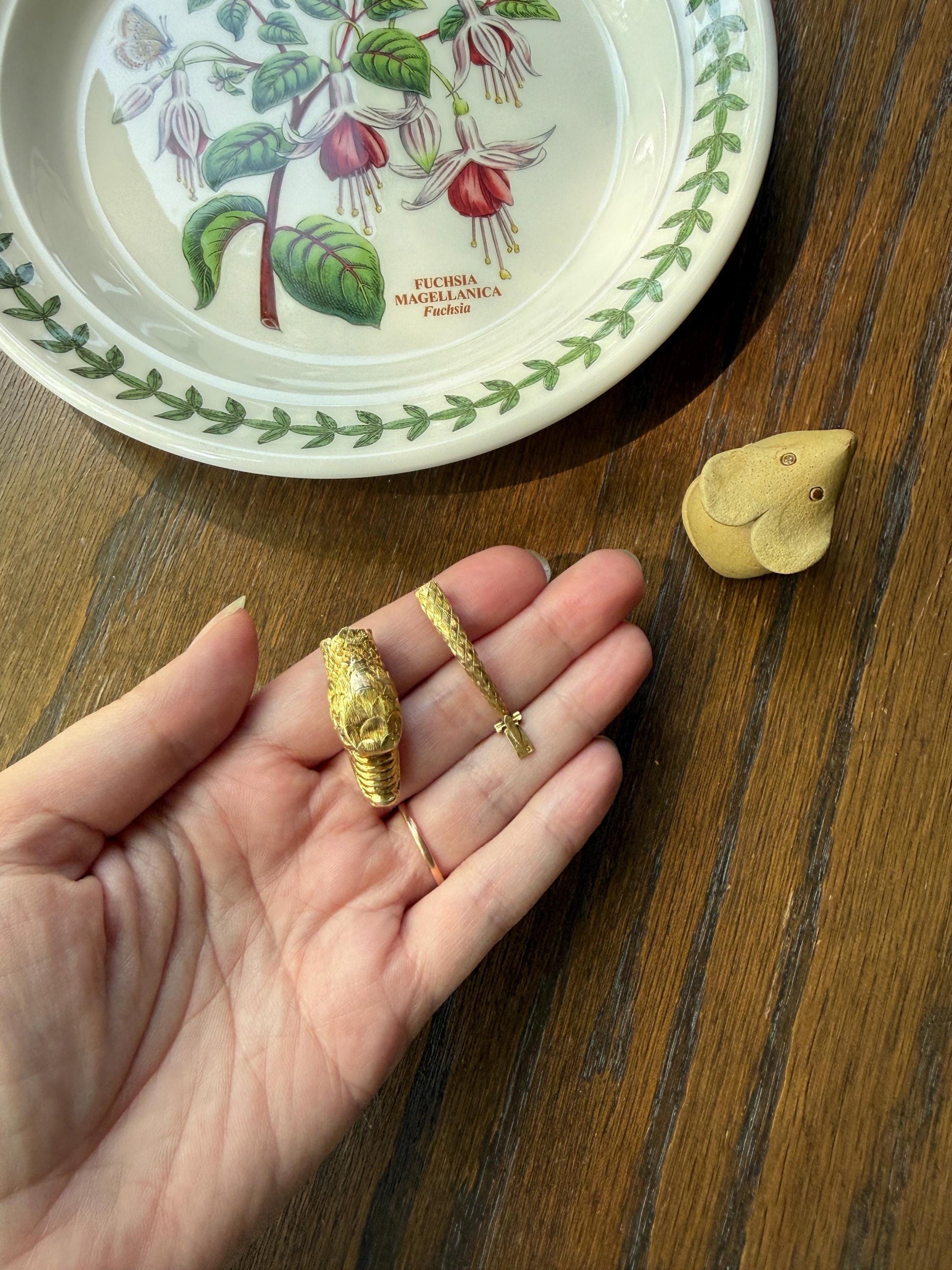 CLASP Smiling Ouroboros SNAKE Large Victorian Antique Figural TEETH! 18k Gold Solid French Salvaged Parts to Repurpose Connector