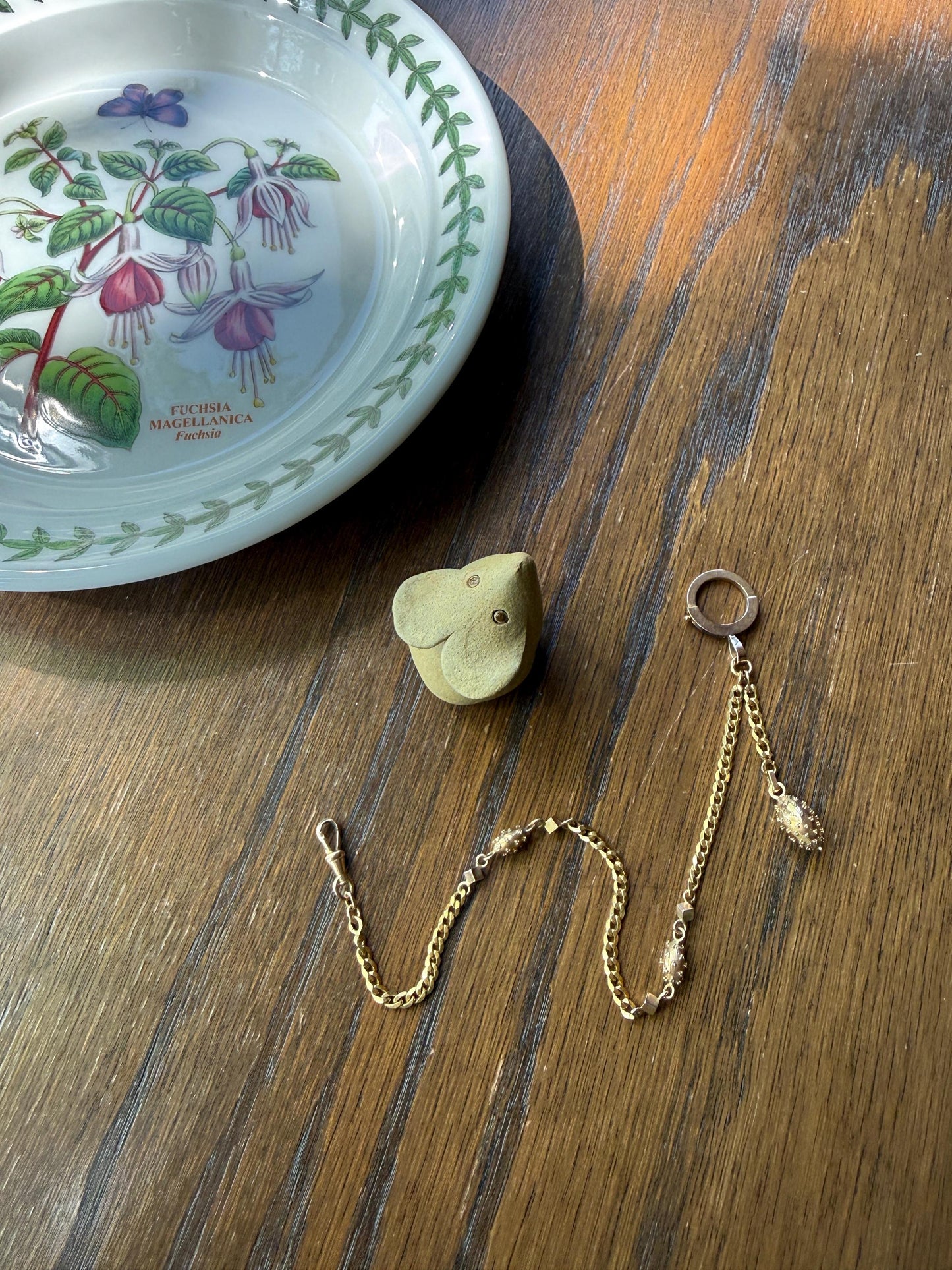 French Antique Albertina Watch Chain Cube Sputnik Ball Rivet Charms 9.3g 18k GOLD Solid Curb Link XL Spring Ring Extender Bracelet Connector
