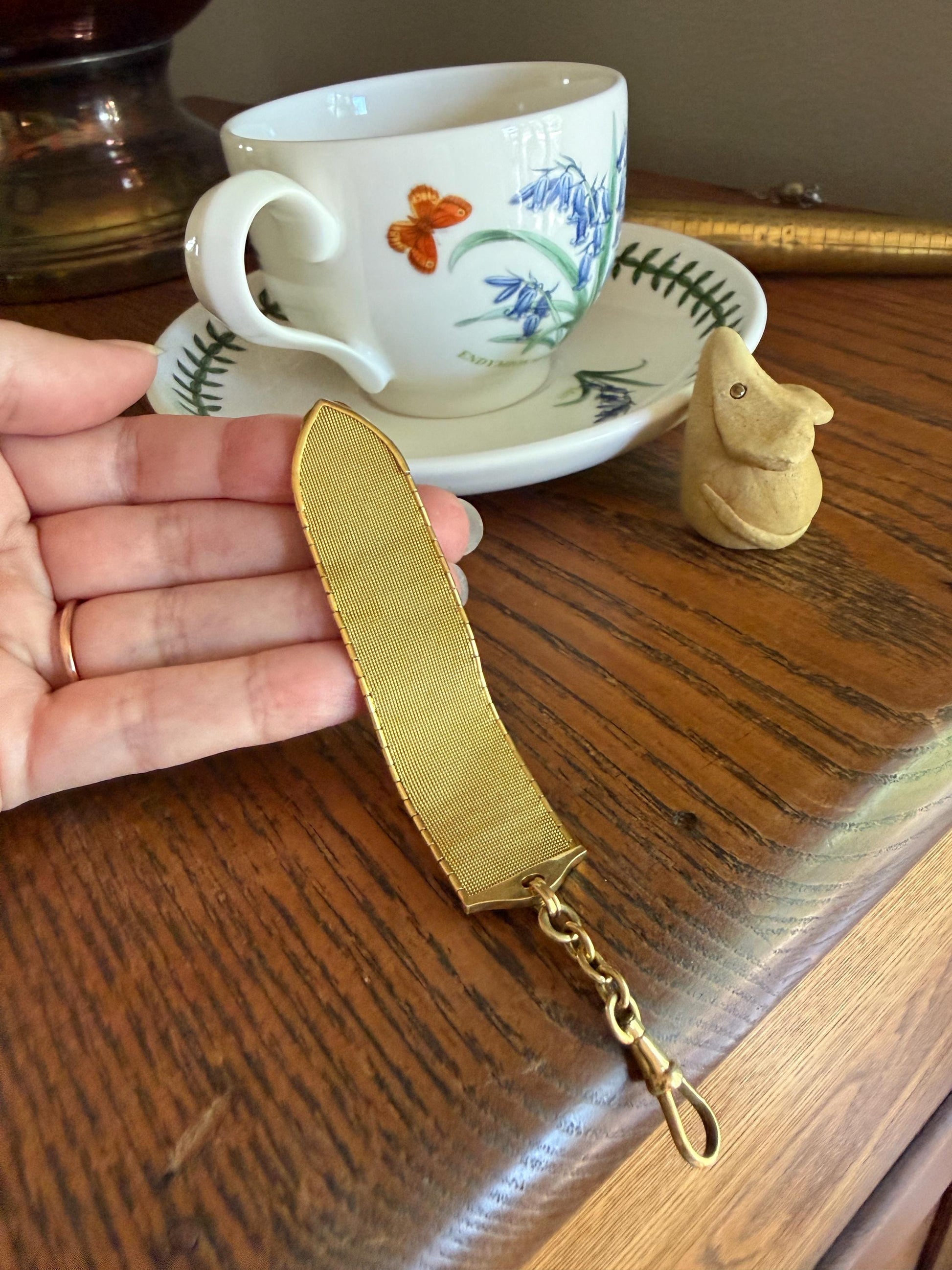 SNAKES Heavy Antique Watch Fob Strap 13g 18k Gold Solid Chatelaine Ornament Figural Double Heads Mesh with Dog Clip for Bracelet?