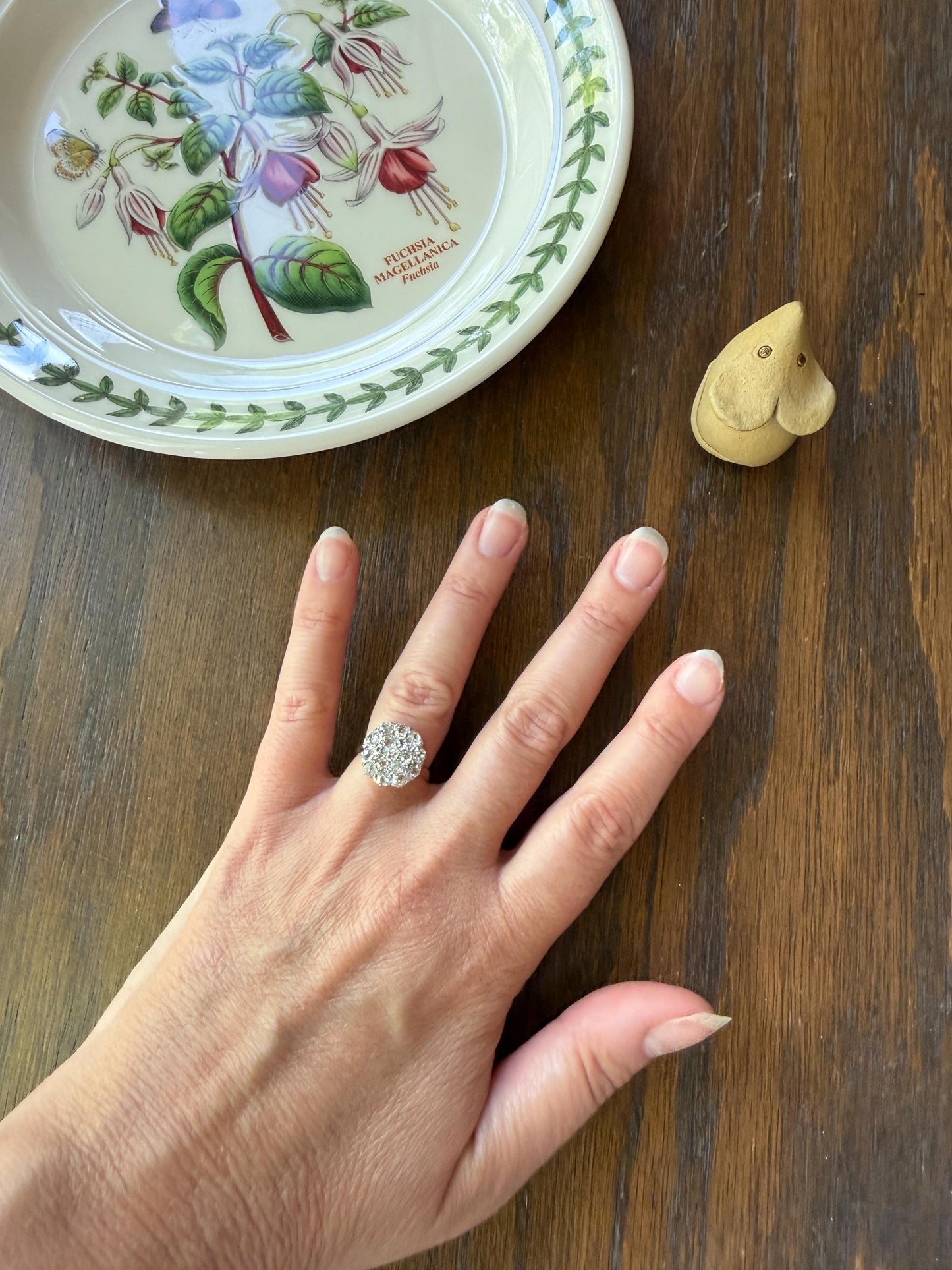 Antique 1.75 Carat Chunky Old Mine Cut DIAMOND Cobblestone Cluster Ring 18k Gold Sparkly Texture Circular