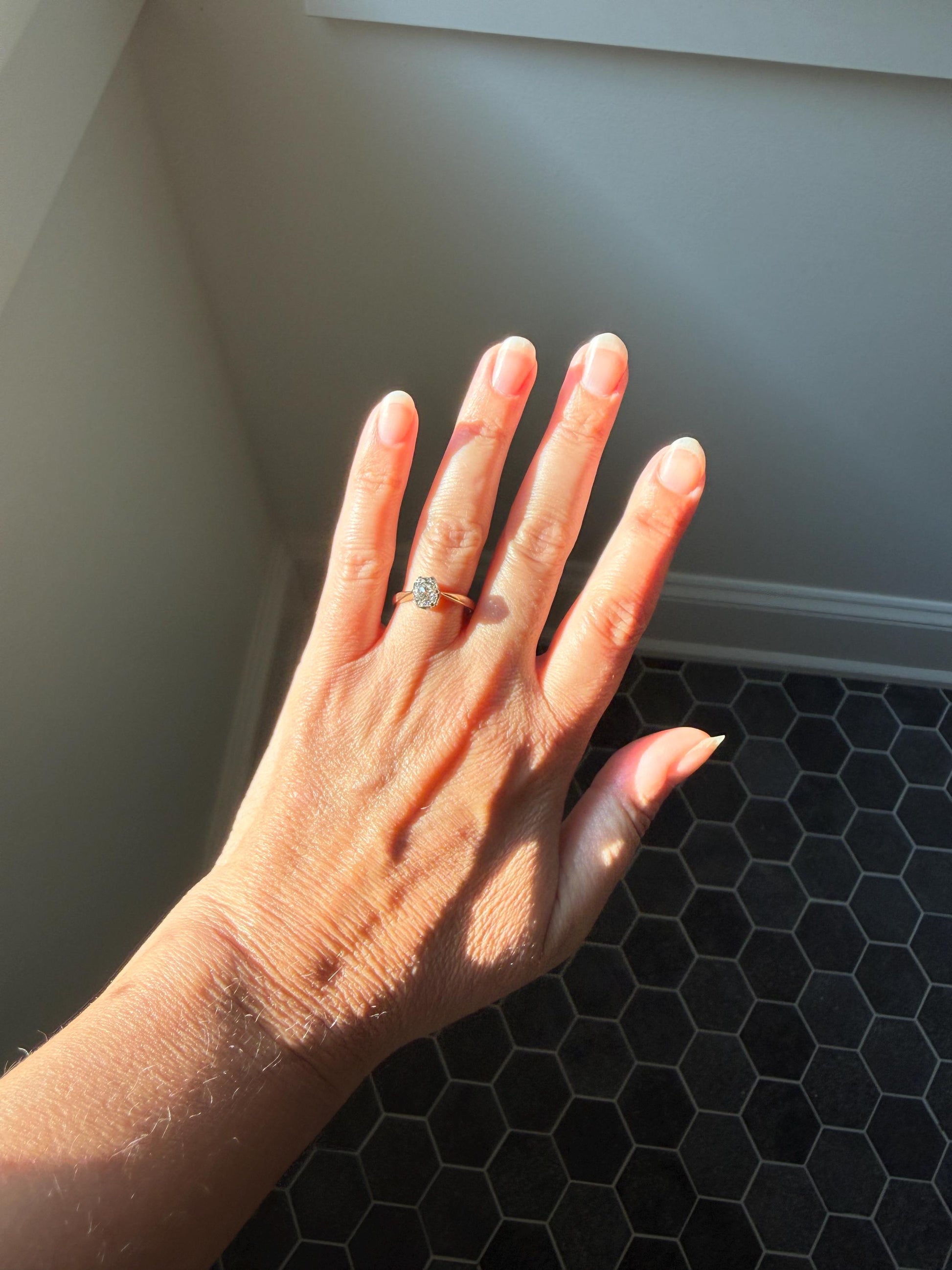 Antique 1.2 CARAT Natural Old Mine Cushion Elongated DIAMOND Solitaire Engagement Ring 18k Gold Solid Yellow Prong