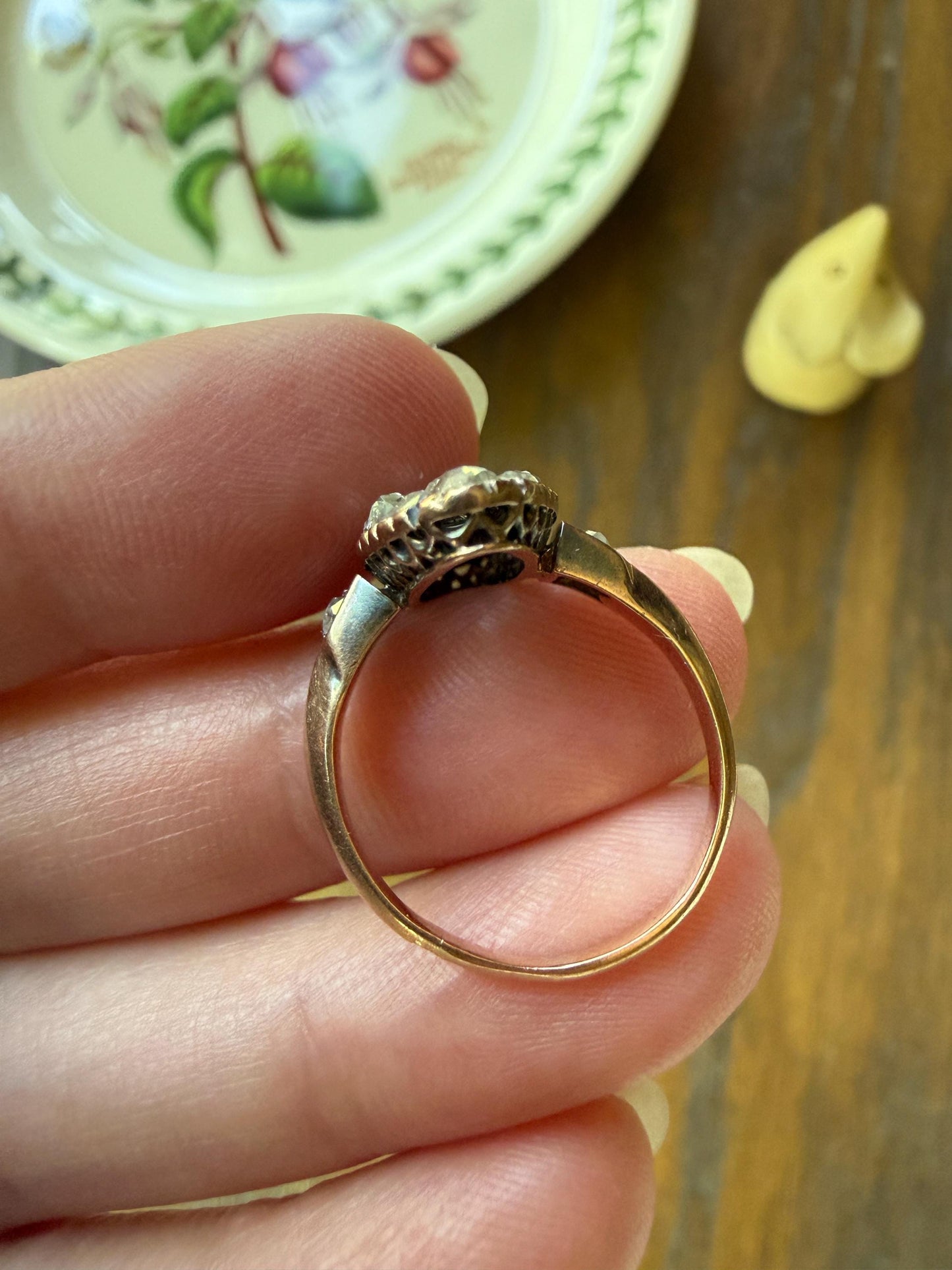 Rose Cut DIAMOND Natural Cluster Navette French Antique 18k Gold Silver Chunky Pear Disco Ball Cobblestone 1.6 Carat Face Up Victorian