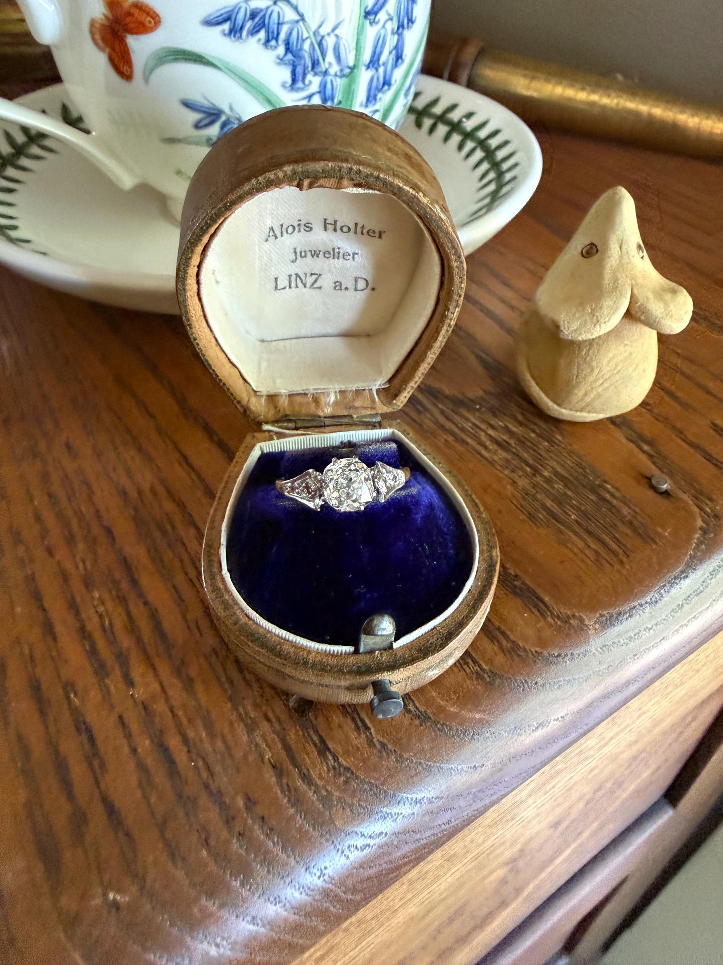 Chunky Antique 1.2 Carat Old Mine Cushion Cut DIAMOND Solitaire with Accents TULIP Floral Shoulders 18k Gold Platinum Engagement