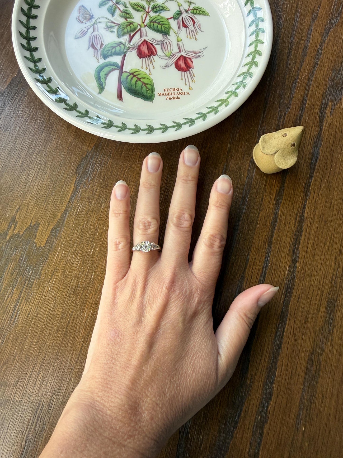 Chunky Antique 1.2 Carat Old Mine Cushion Cut DIAMOND Solitaire with Accents TULIP Floral Shoulders 18k Gold Platinum Engagement