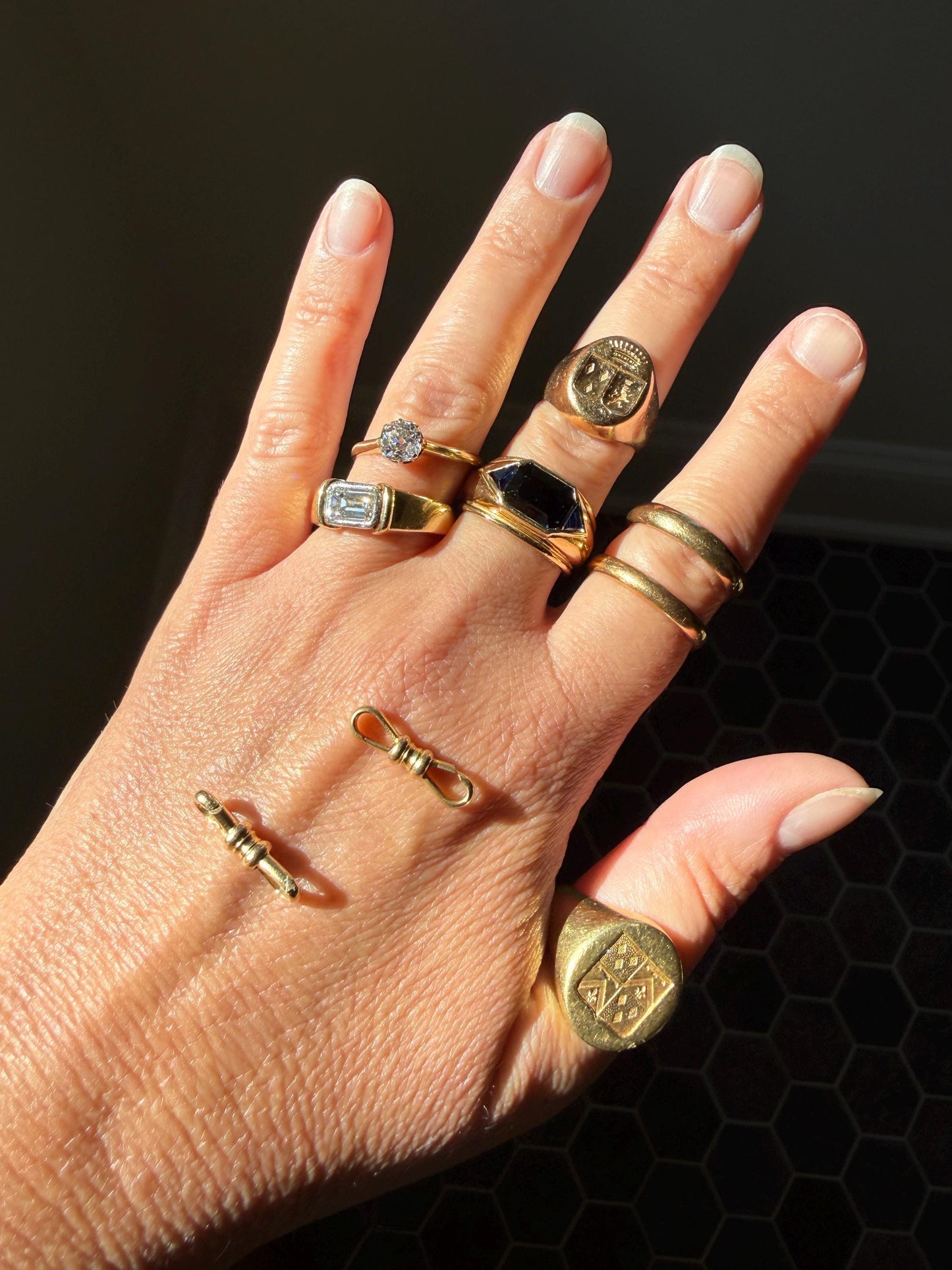 French Antique Wedding Band Solid 18k Gold Unisex Ring Stacker