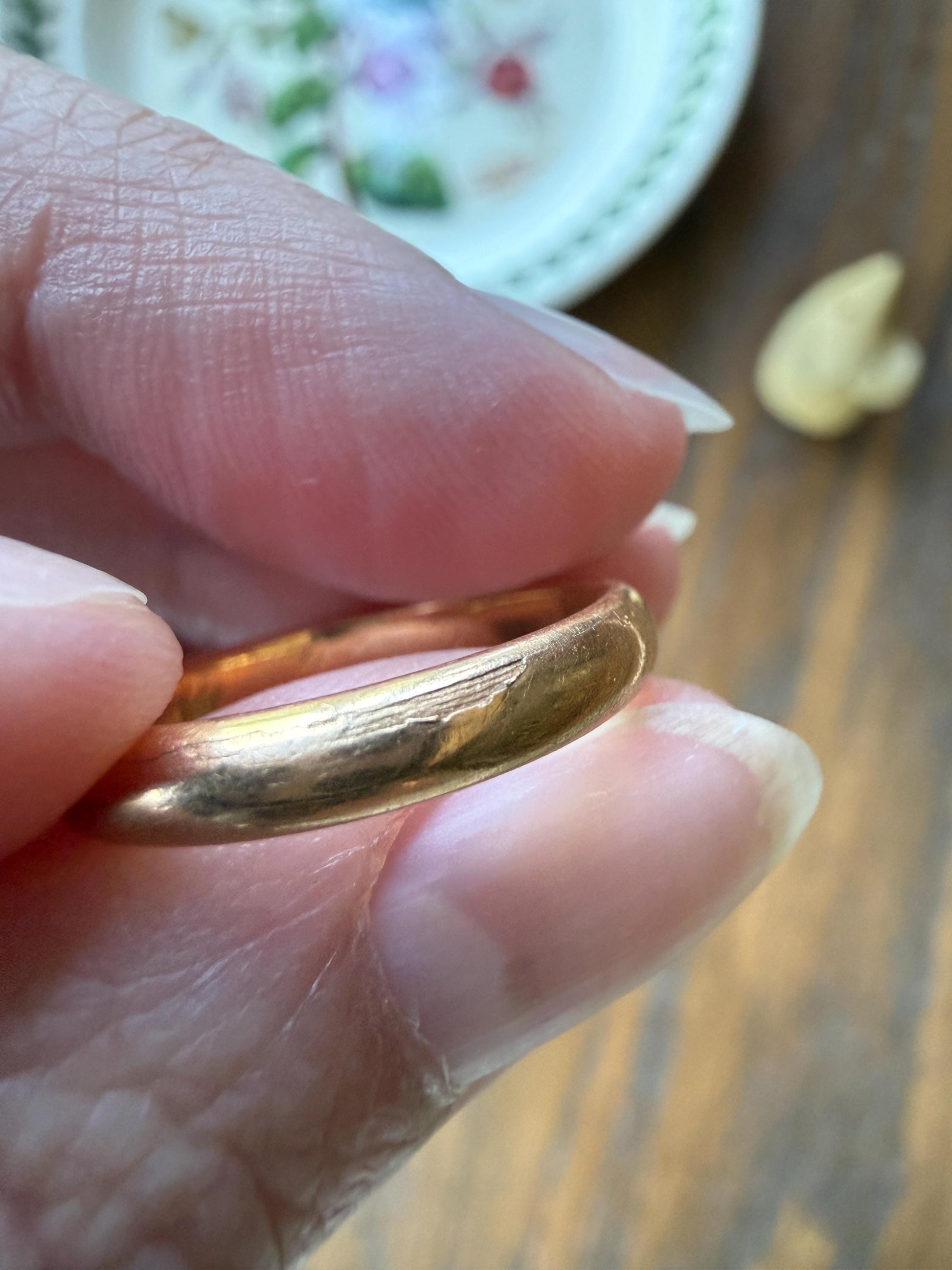 French Antique Wedding Band Solid 18k Gold Unisex Ring Stacker