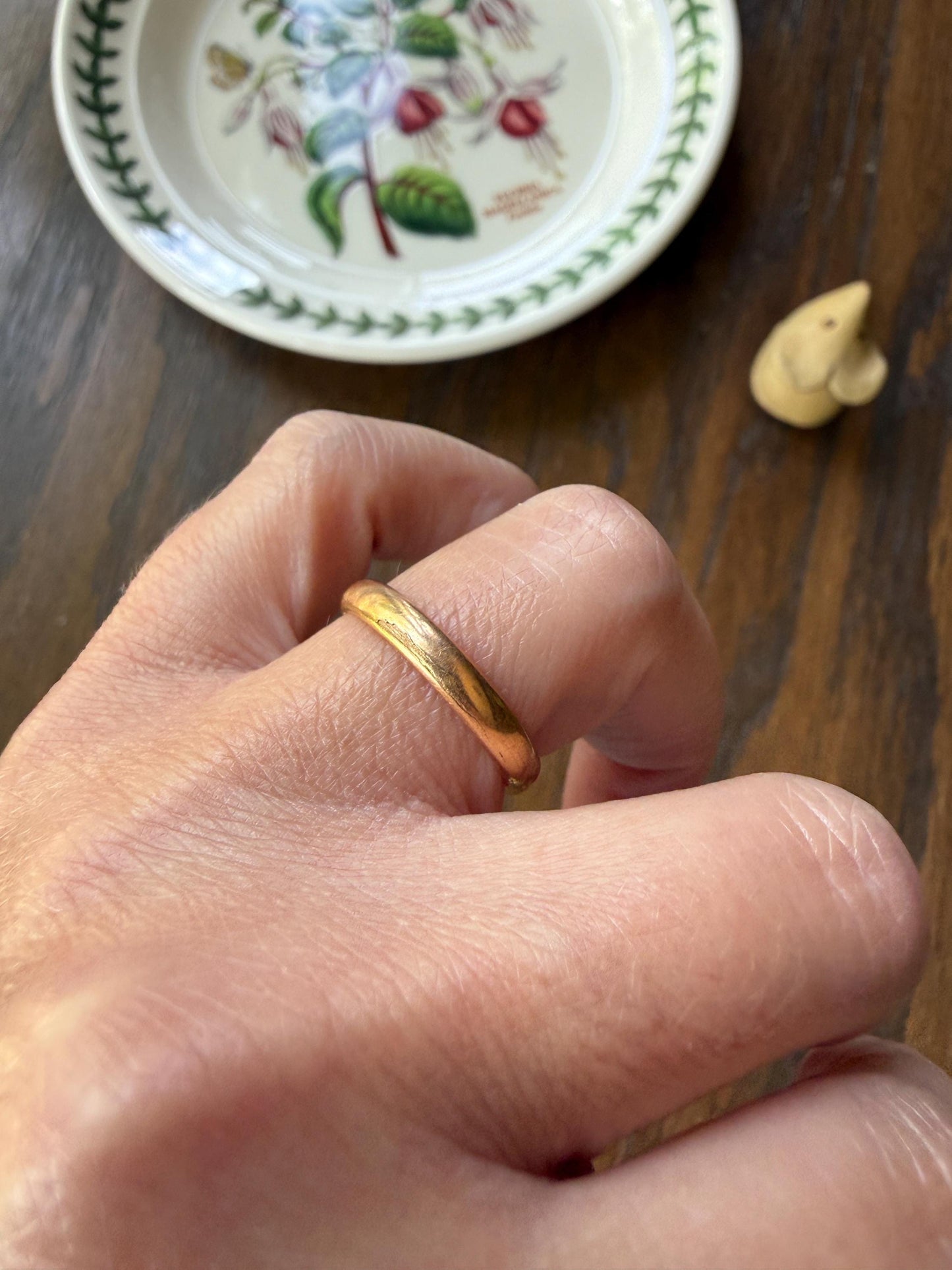 French Antique Wedding Band Solid 18k Gold Unisex Ring Stacker
