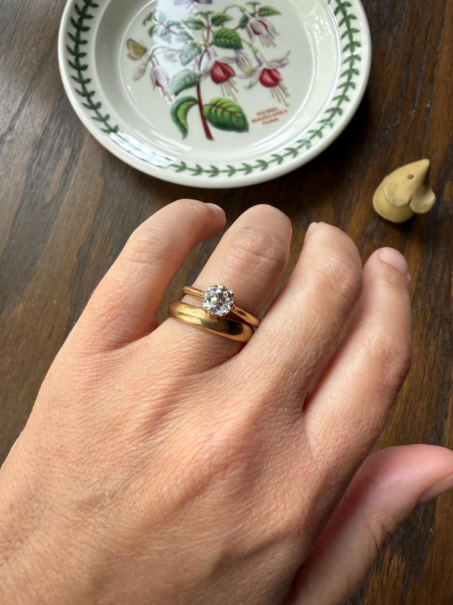 DATED Engraved 1918 July 22 French Antique Wedding Band Solid 18k Gold Unisex Ring Stacker