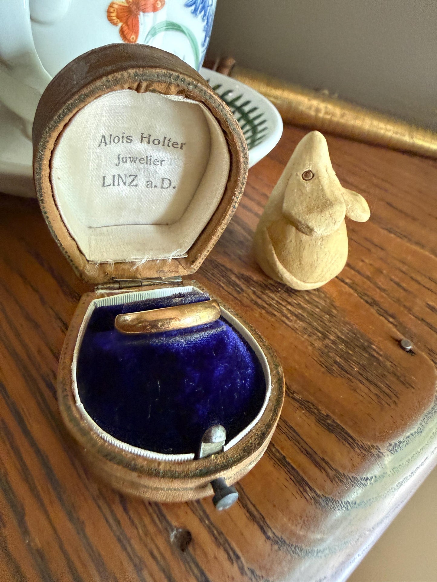DATED Engraved 1918 July 22 French Antique Wedding Band Solid 18k Gold Unisex Ring Stacker