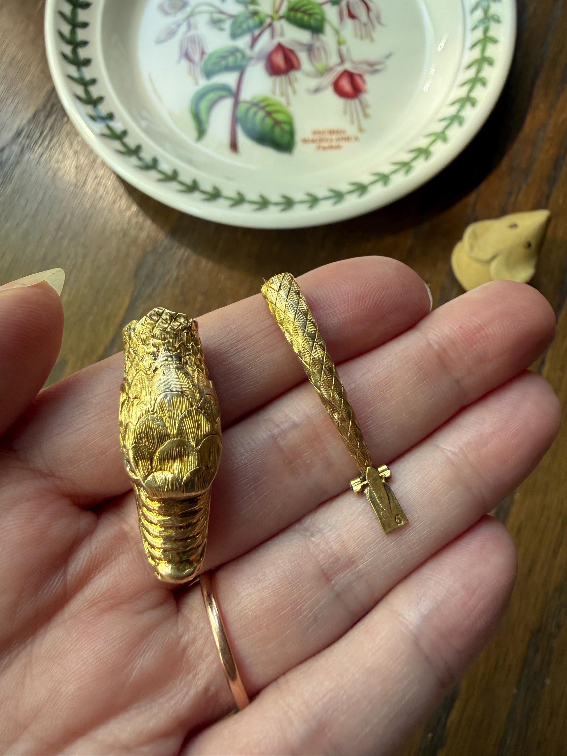 CLASP Smiling Ouroboros SNAKE Large Victorian Antique Figural TEETH! 18k Gold Solid French Salvaged Parts to Repurpose Connector