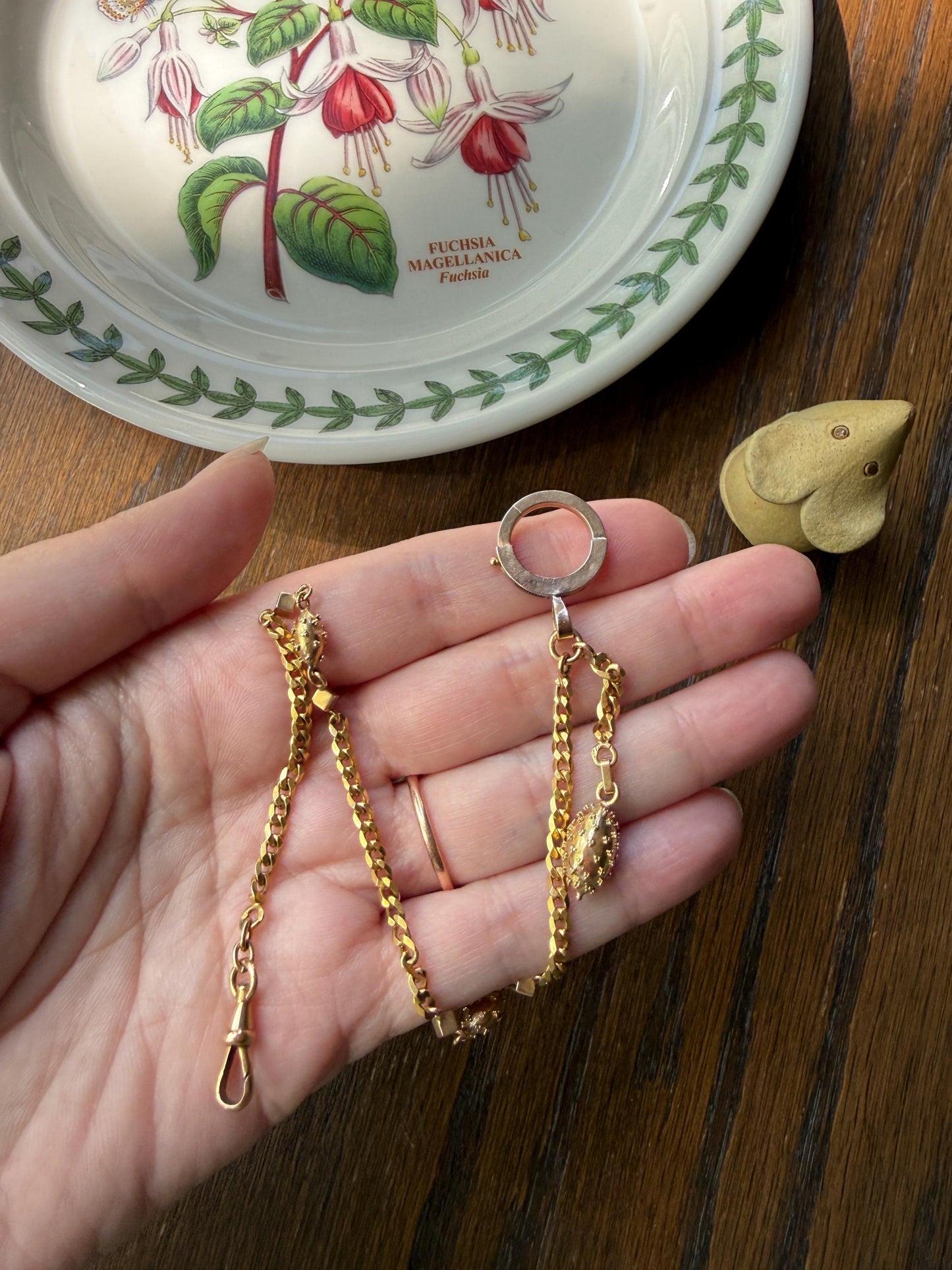 French Antique Albertina Watch Chain Cube Sputnik Ball Rivet Charms 9.3g 18k GOLD Solid Curb Link XL Spring Ring Extender Bracelet Connector