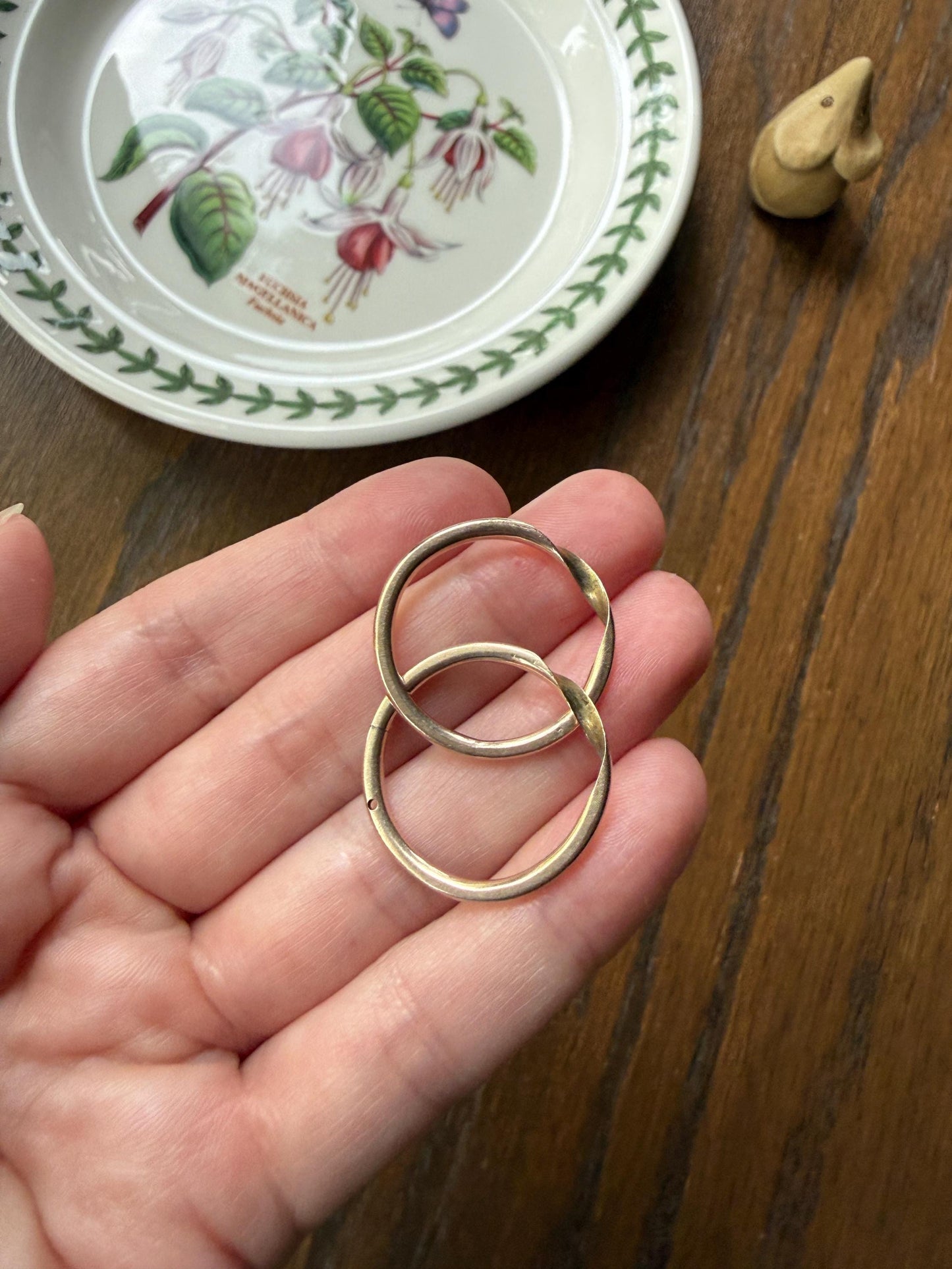 DATED 1851 Early VICTORIAN French Antique 18k Gold GIMMEL Large Unisex Wedding Band Skinny Puzzle RiNG Donut Stacker Comfort Fit Georgian