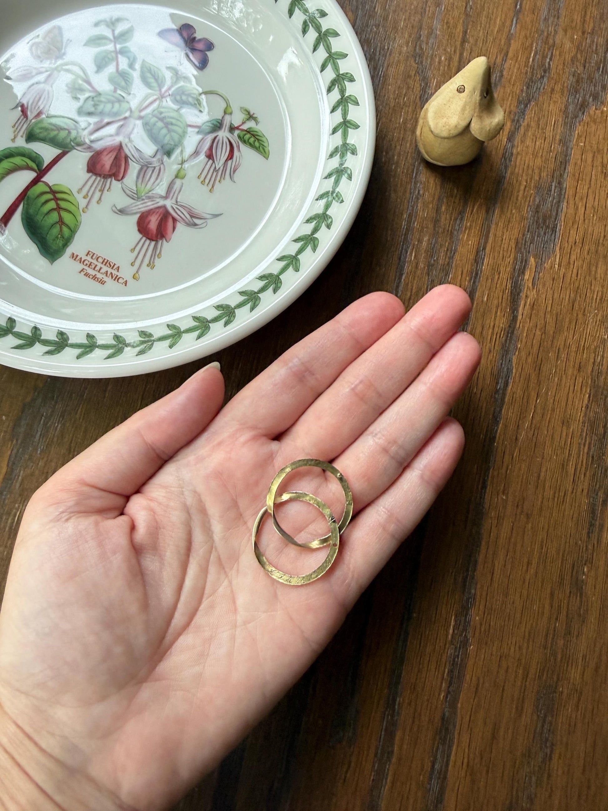 DATED 1851 Early VICTORIAN French Antique 18k Gold GIMMEL Large Unisex Wedding Band Skinny Puzzle RiNG Donut Stacker Comfort Fit Georgian