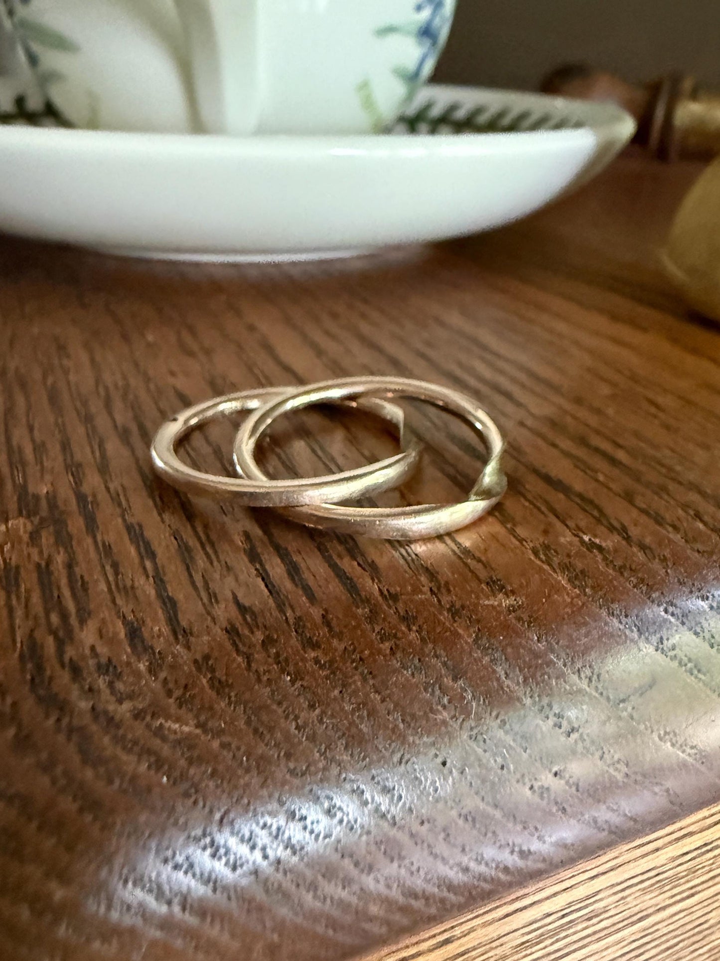 DATED 1851 Early VICTORIAN French Antique 18k Gold GIMMEL Large Unisex Wedding Band Skinny Puzzle RiNG Donut Stacker Comfort Fit Georgian