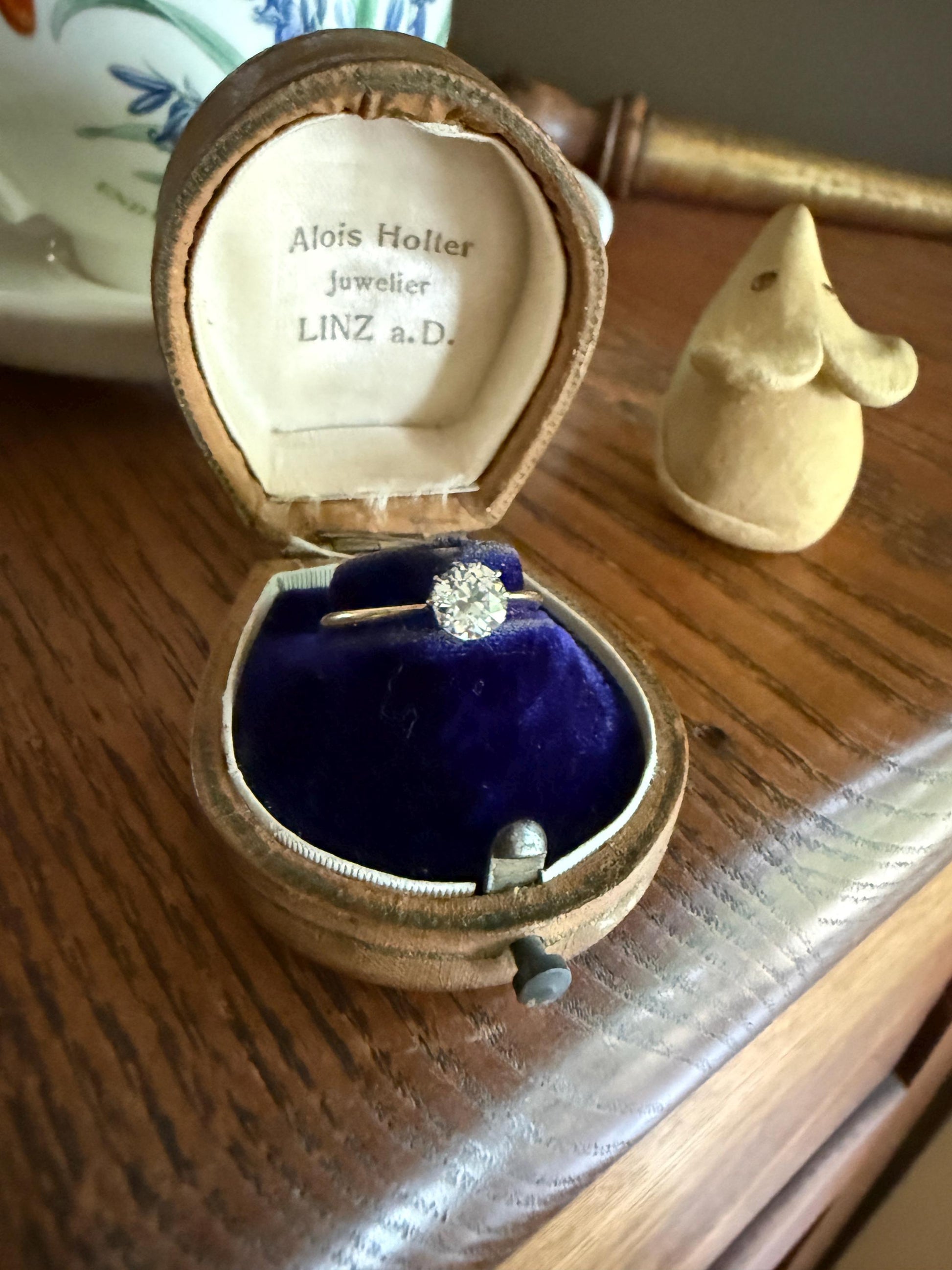 Antique Natural .7 Carat Old Mine Cut Diamond Eye Clean Solitaire 18k Gold Edwardian Victorian Original Engagement Ring Stacker