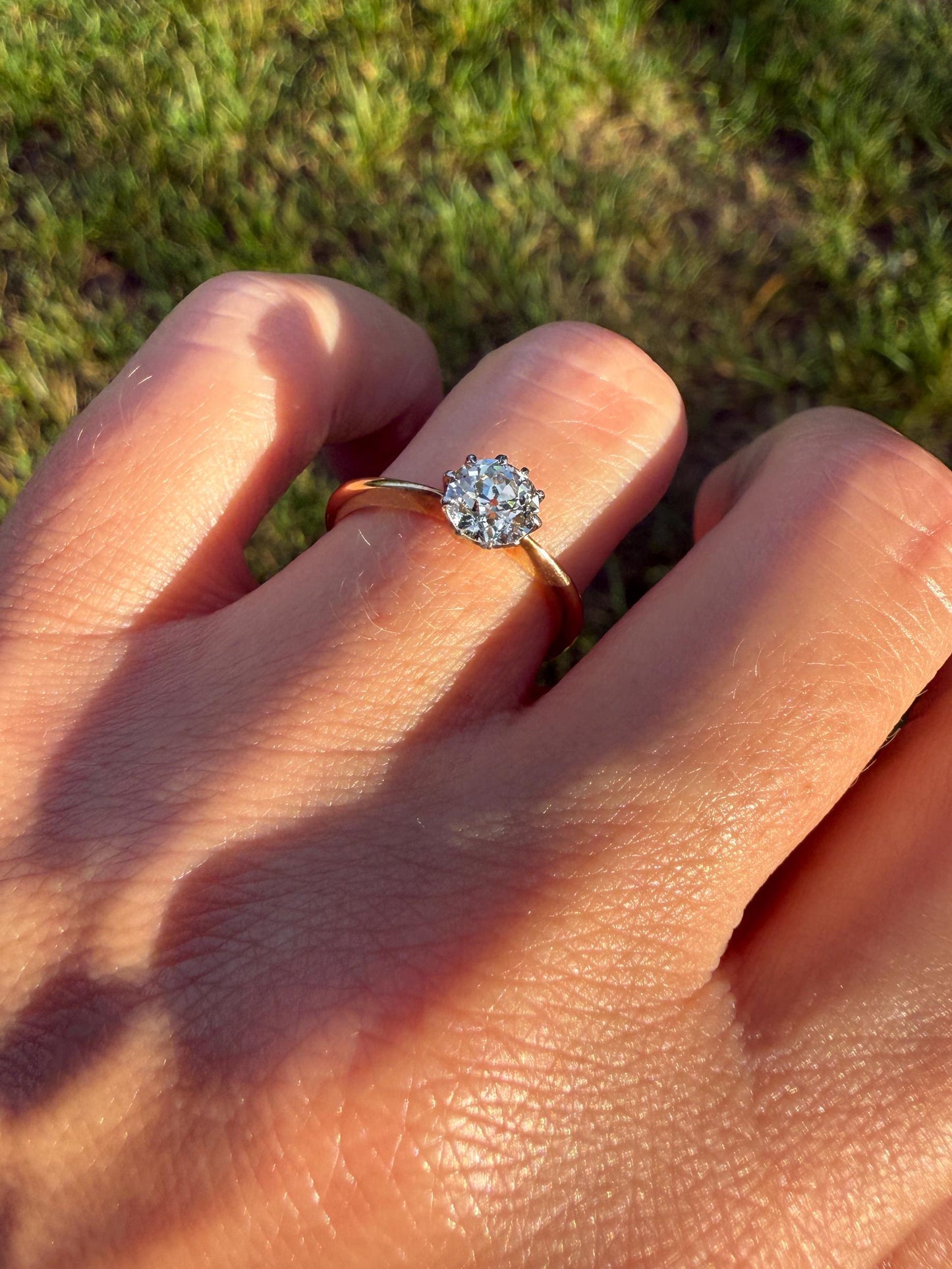 Antique Natural .7 Carat Old Mine Cut Diamond Eye Clean Solitaire 18k Gold Edwardian Victorian Original Engagement Ring Stacker