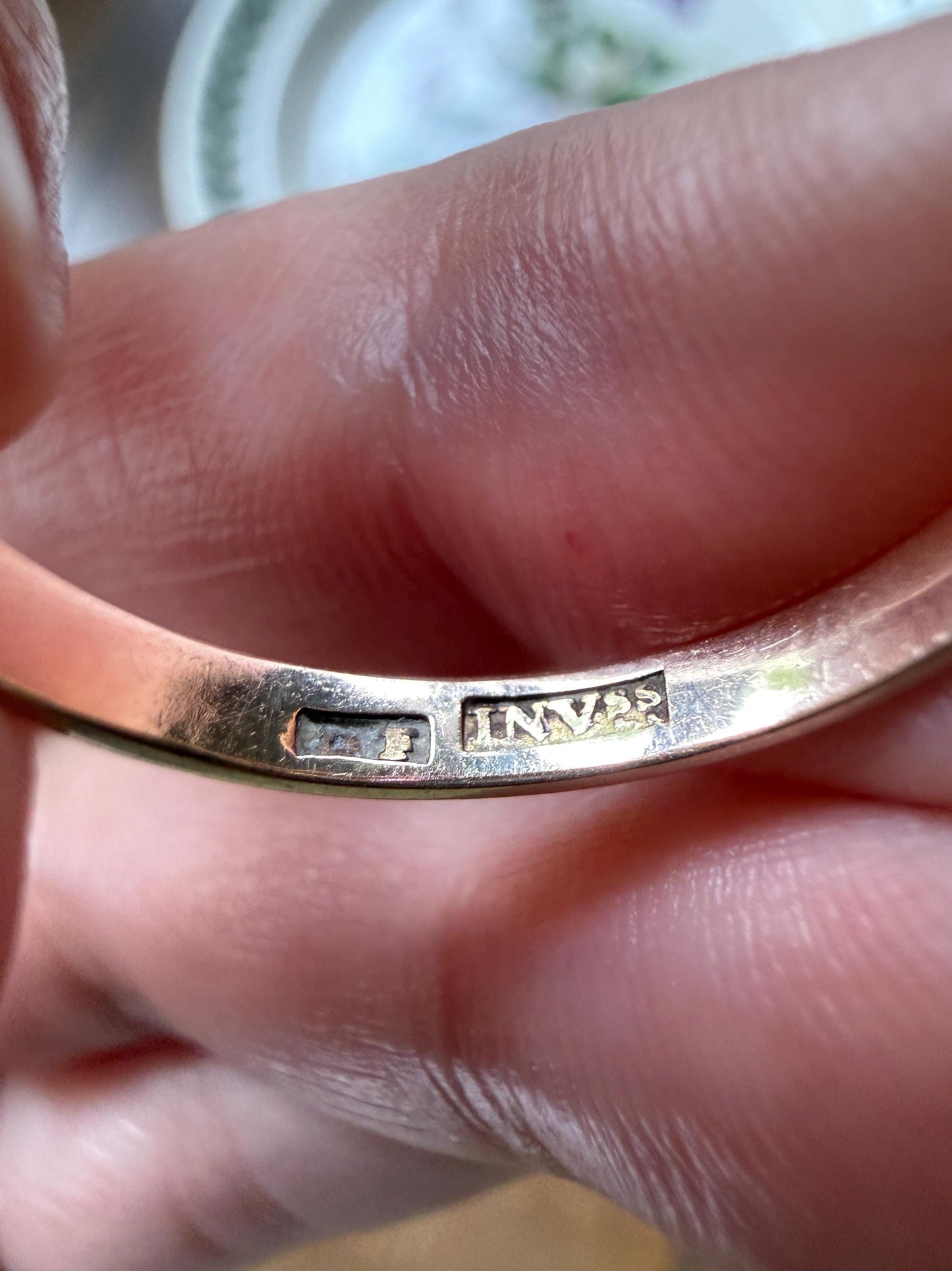 Rare Georgian Era Scottish Antique 14k Gold Three Stone Ring Garnet Citrine Red Yellow 360 Engraved Shank Inverness Known Maker Tulips